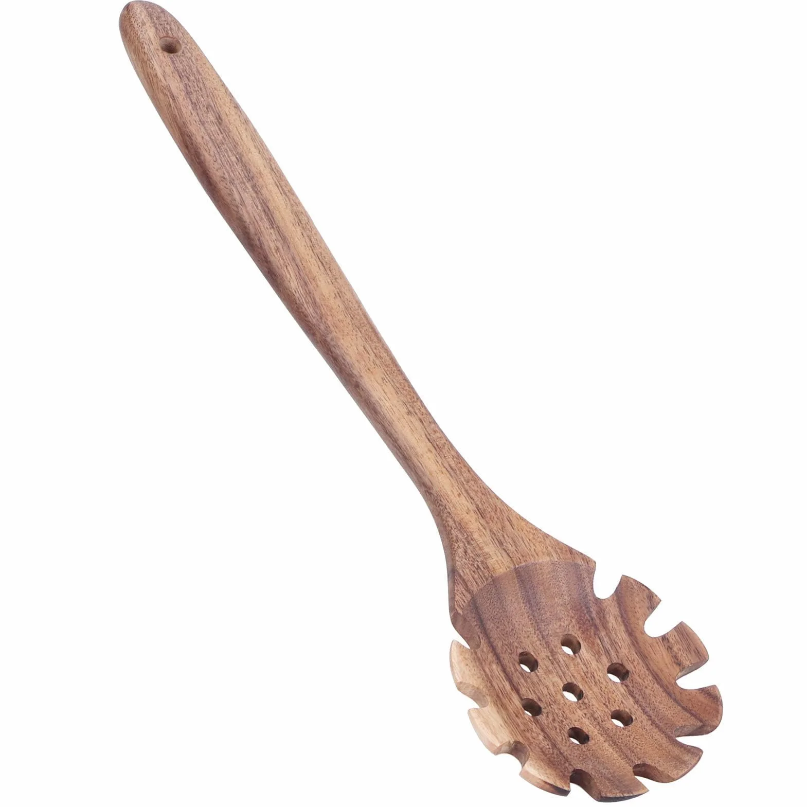 Forchetta per la cottura della pasta, cucchiaio scolapasta per spaghetti Server Cucchiaio per pasta con denti Utensili per servire la pasta Forchetta per spaghetti per cucina da 32 cm in Legno