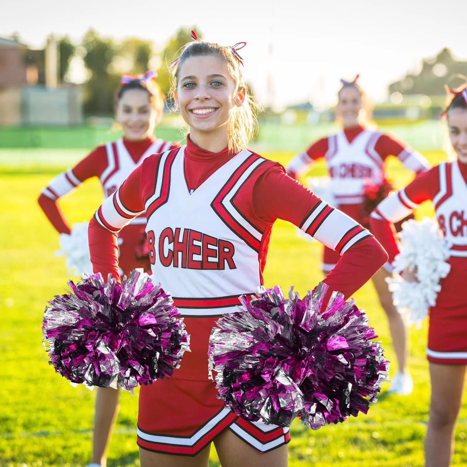 2 Pezzi Pom Cheer Leader Poms Cheerleader Pompon Poms, Cheerleader Pompon Per Cheerleading Giochi Competizione Sportiva Danza