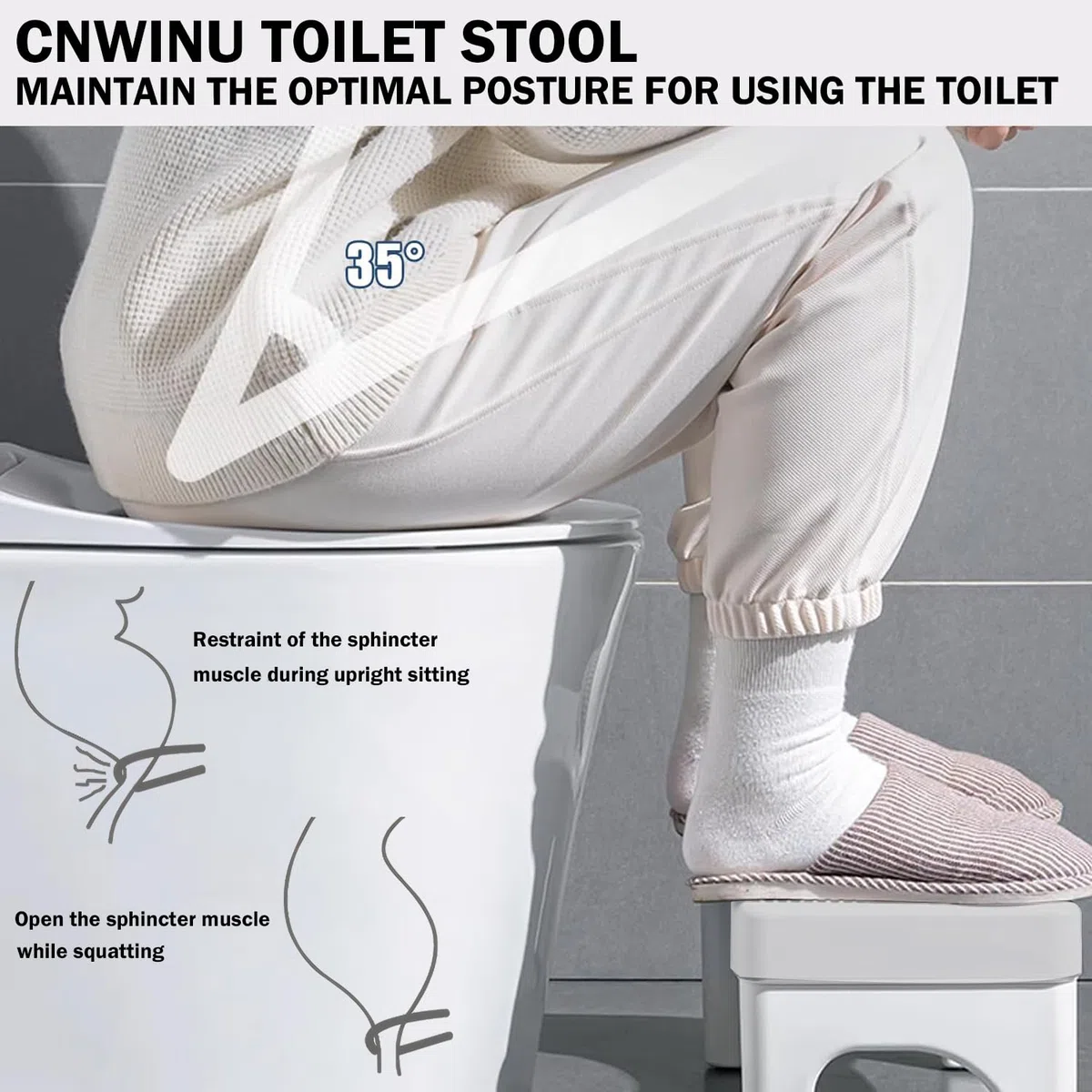 Sgabello da WC, sgabello tozzo per bagno, sgabelli per cacca con funzione massaggiante, per alleviare la stitichezza per adulti, poggiapiedi antiscivolo, adatto per adulti e bambini (grigio)