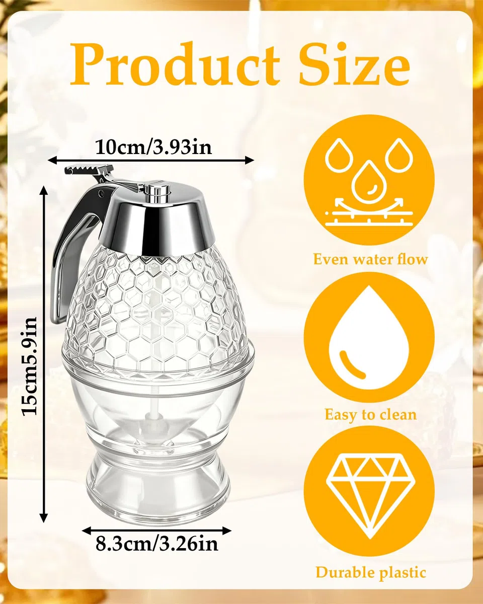 Dispenser Miele Capacità 200 Ml Antigoccia Facile Da Usare Robusto E Durevole Facile Da Pulire Adatto Per Conservare Miele Sciroppo D'acero Latte Condensato Ecc