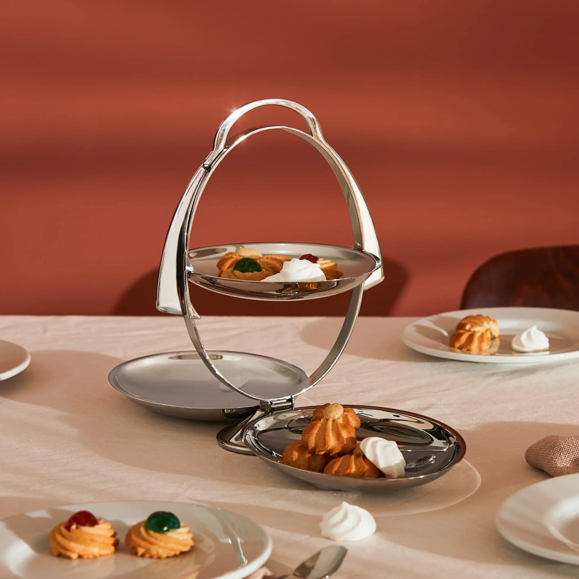 Alessi AM37 Anna Gong, Alzata Pieghevole, Acciaio 18/10, Lucido