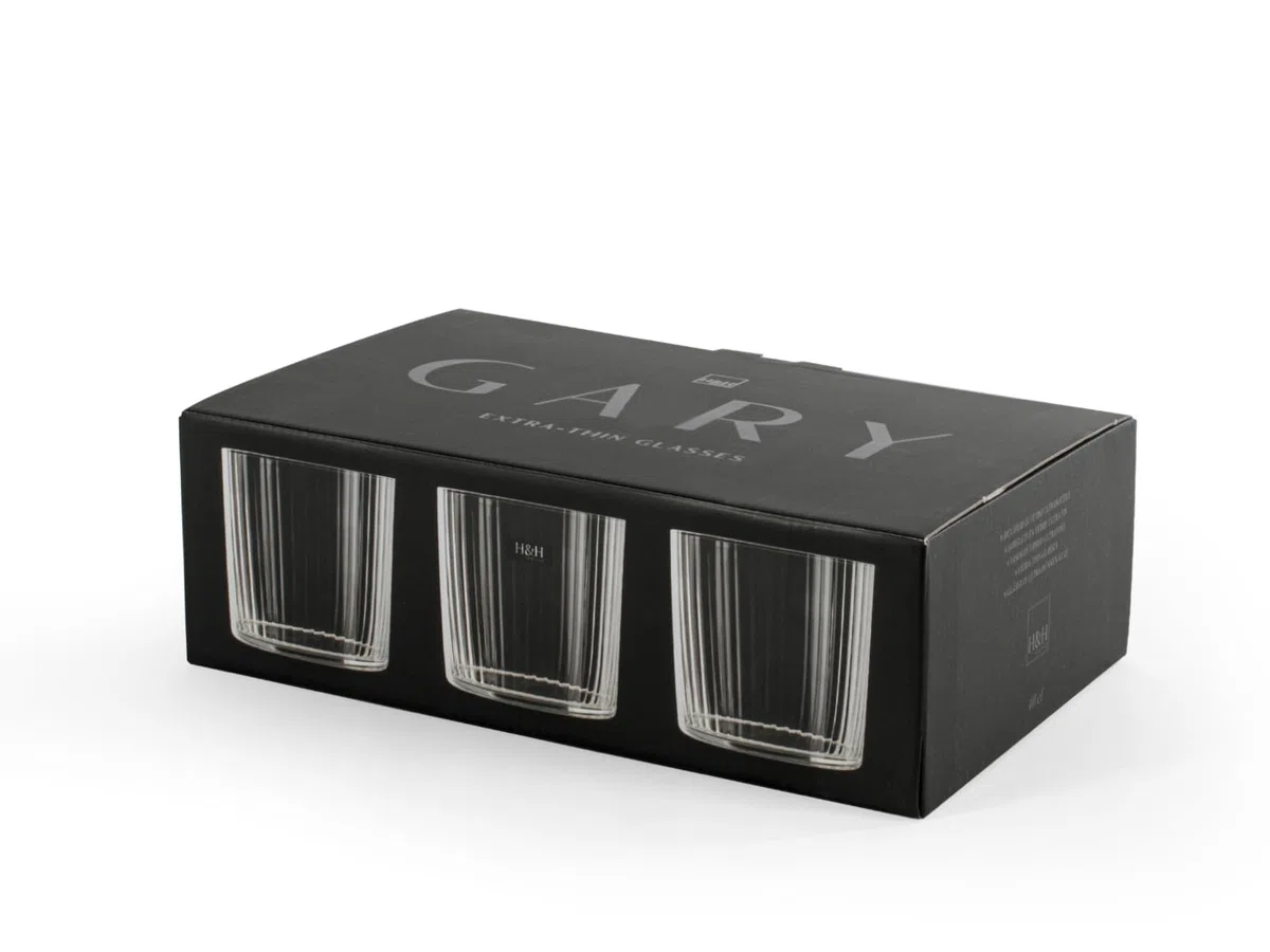 H&H Gary - Set 6 Bicchieri in Vetro ottico ultrasottile, 40 cl, design elegante, lavabili in lavastoviglie