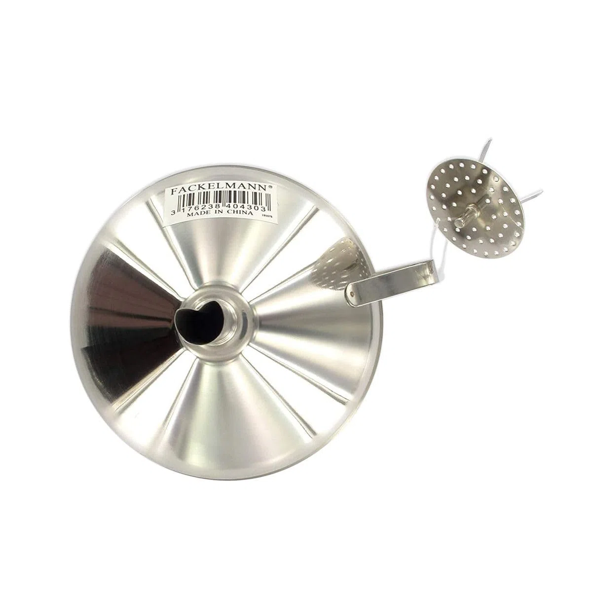 Fackelmann - Imbuto in Acciaio Inox con colino, 14,5 x 12,5 x 12,5 cm, Colore: Argento