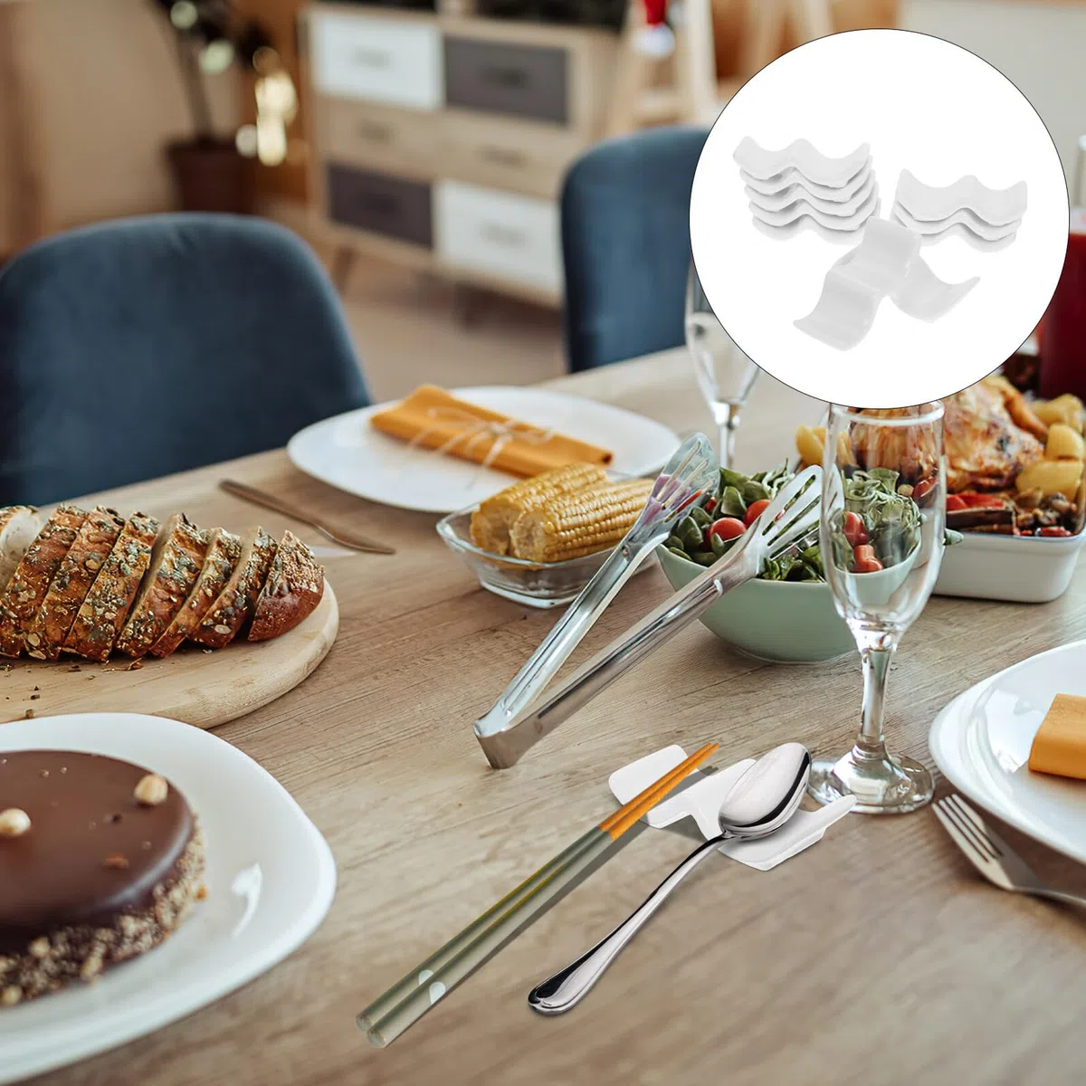 10 Pezzi Poggia Posate in Ceramica Bianca Porta Bacchette Forchette e Cucchiai da Tavolo Supporto Elegante per Ristorante e Casa Accessori Pratici per Sushi e Cena