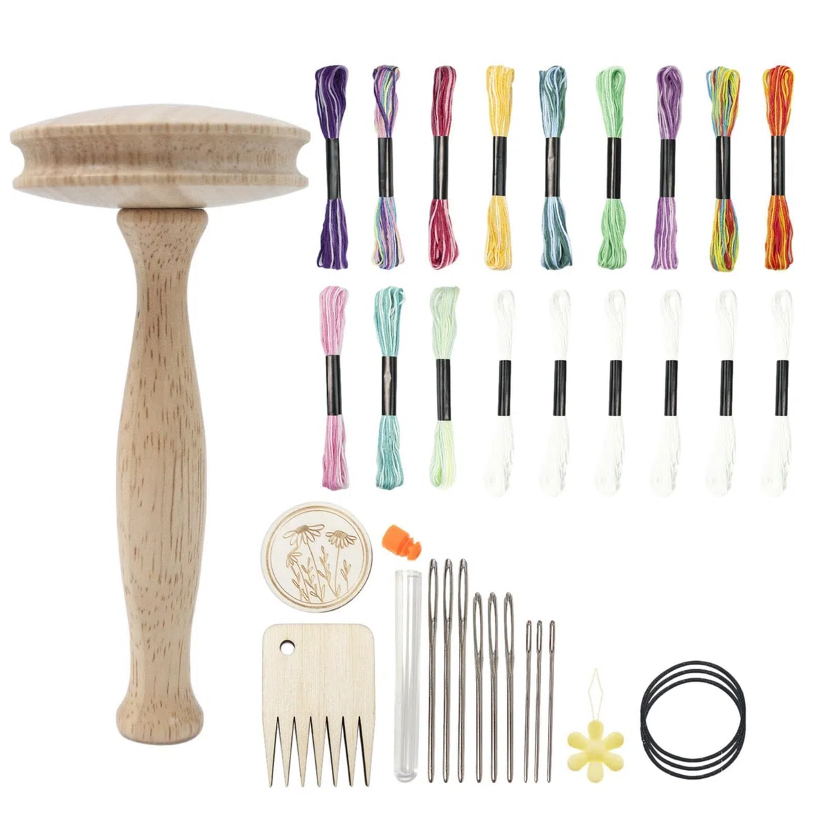 Speedweve - Fungo da rammendo, in legno, kit per rammendo, filo da rammendo, kit di strumenti per rammendare calzini e altri lavori all'uncinetto/lavoro a maglia
