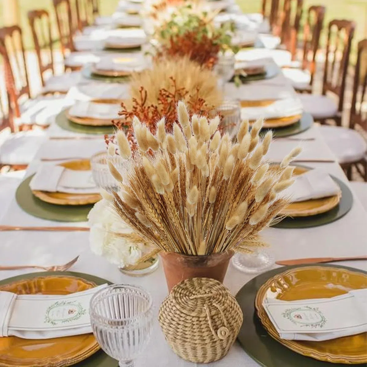 160PCS Bouquet di Pampas Grass Essiccato Fiori Secchi Decorativi,Fiori Essiccati Bunny Tails,Pompas Marroni,Pampas Grass Decorazione da Tavolo Boho per Matrimoni, Feste Rustiche, Baby Shower