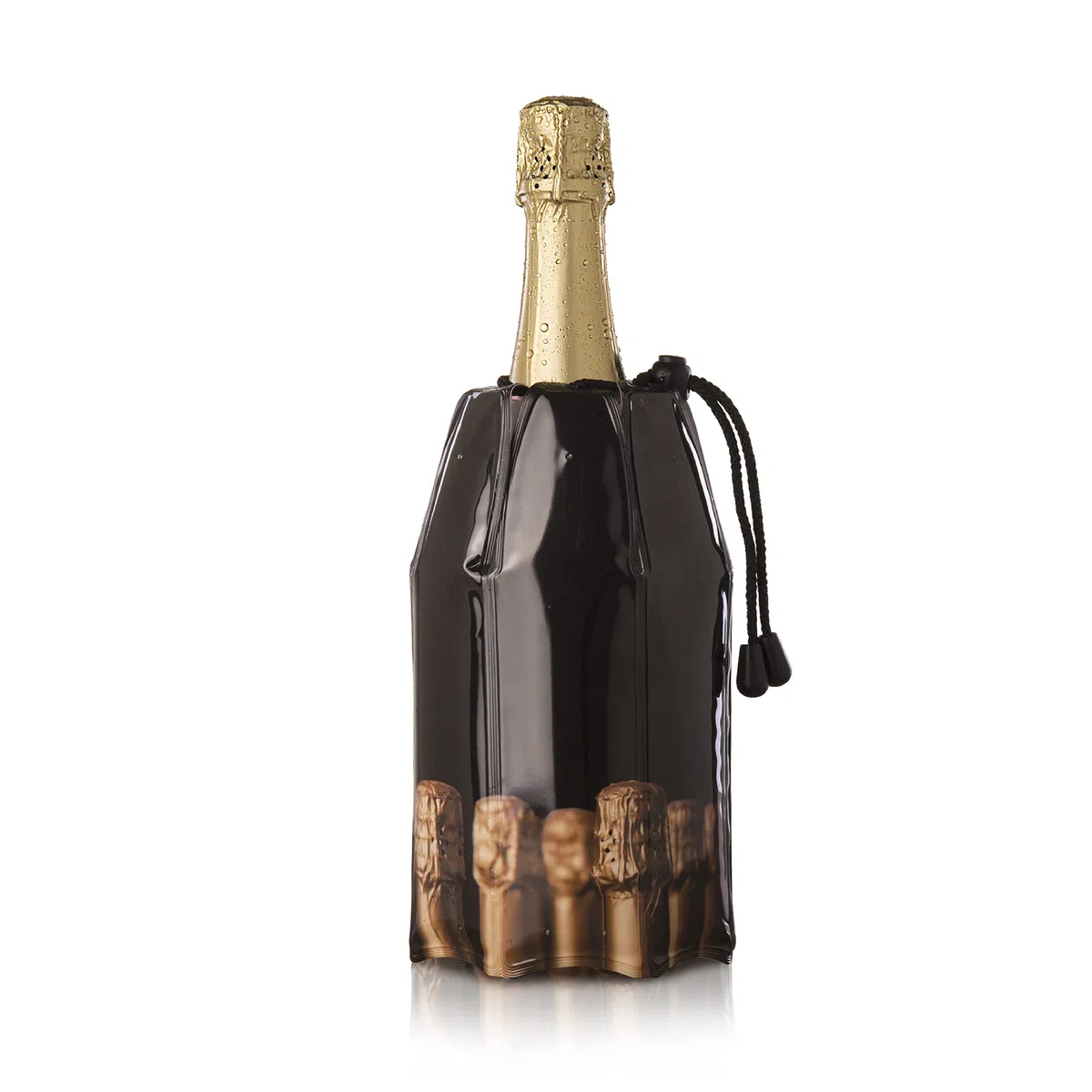 Vacu Vin Active Cooler Champagne Chiller - Reusable, Flexible Wine Bottle Cooler - Champagne Bottle Print - Champagne Cooler Sleeve For Standard Size Bottles - Insulated Champagne Bottle Chiller
