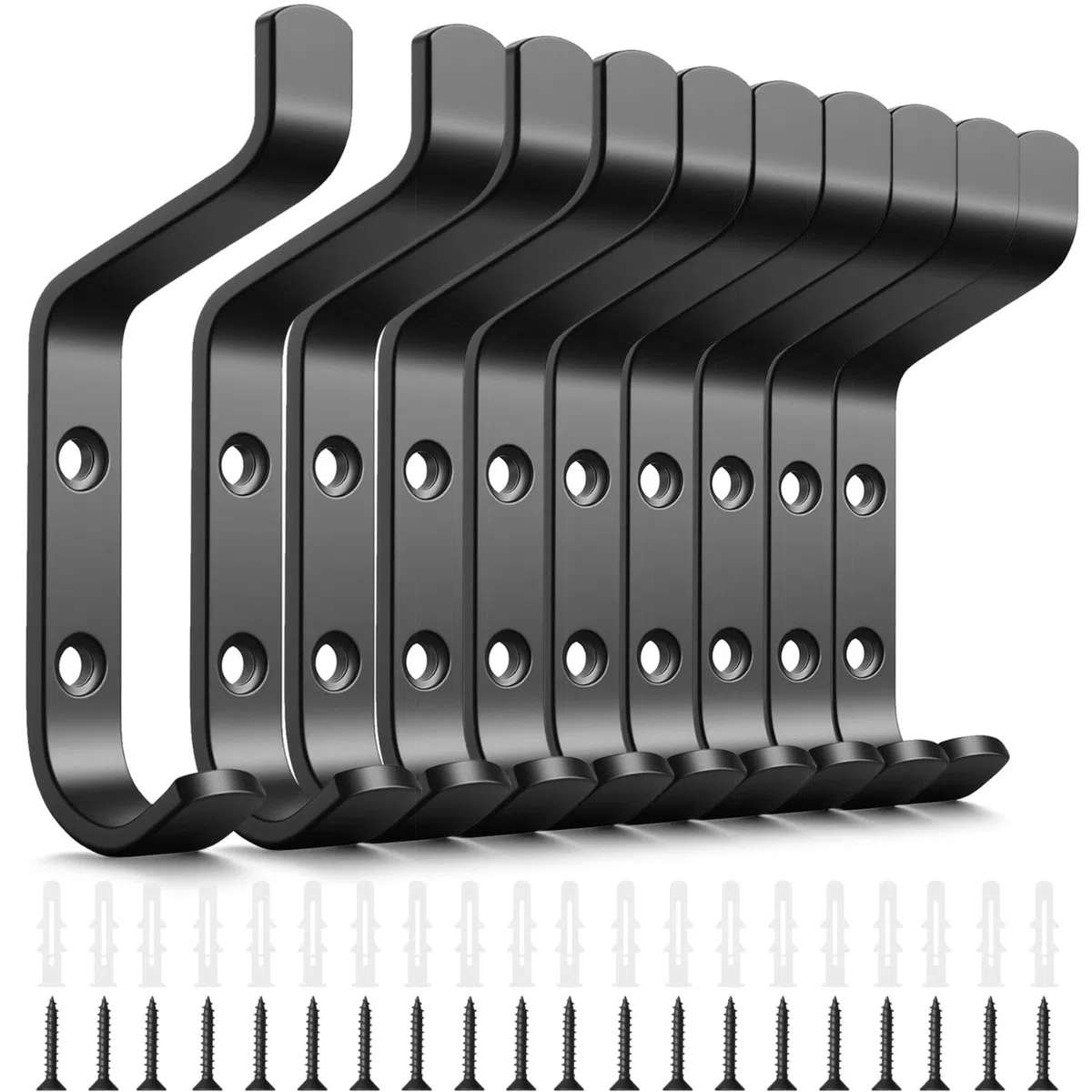 Gancio Appendiabiti da Parete 10pezzi Appendini da Muro Singoli Nero Robusto Moderno (Fino A 10 Kg) Ganci per Attaccapanni Singolo Pomelli Appendiabiti in Metallo per Pannelli Acustici/Bagno/Cappotti
