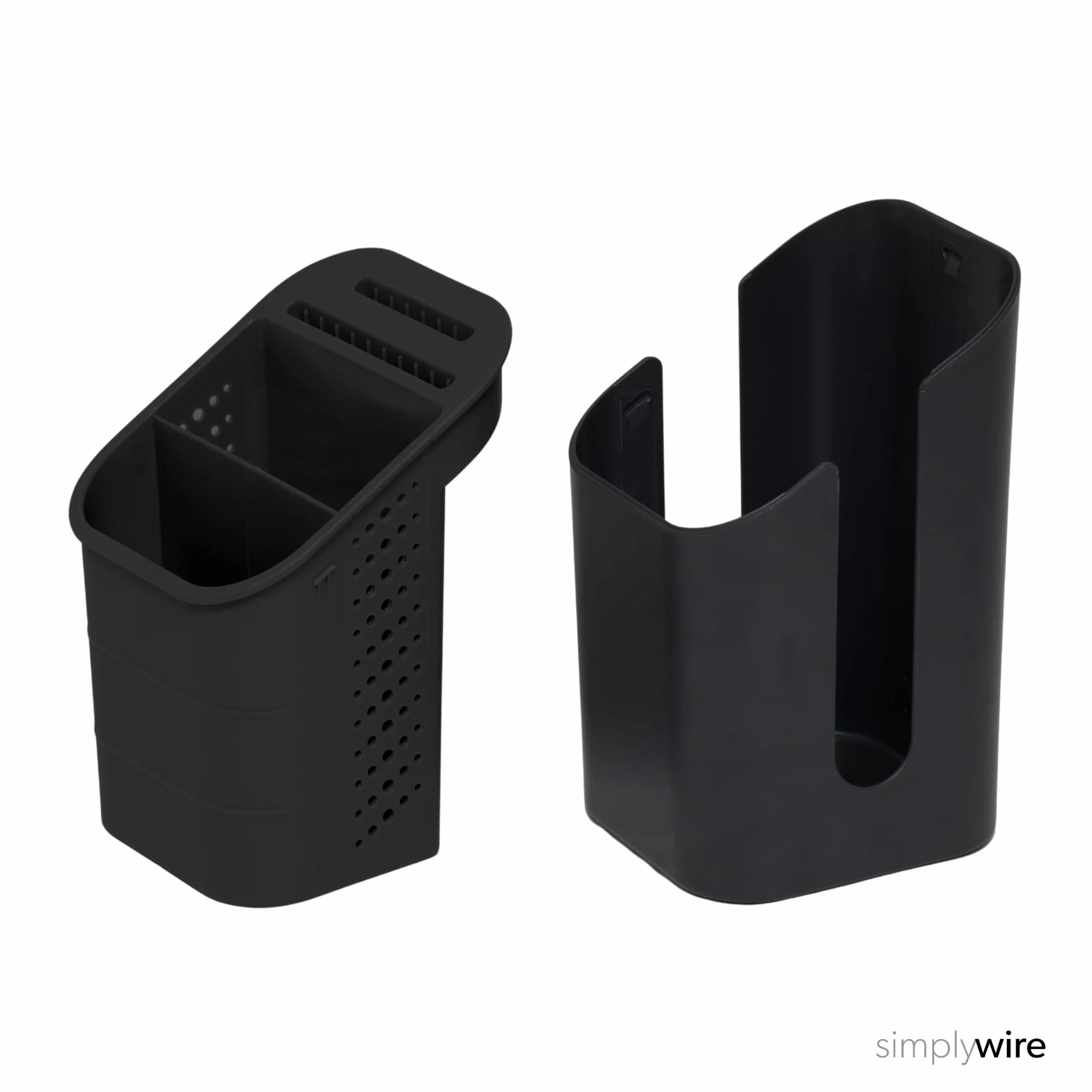 simplywire - Portaoggetti per Lavello - Organizer per Utensili da Cucina con Portacoltelli - Portaposate - Vassoio Raccogligocce Rimovibile - Antiscivolo - Nero