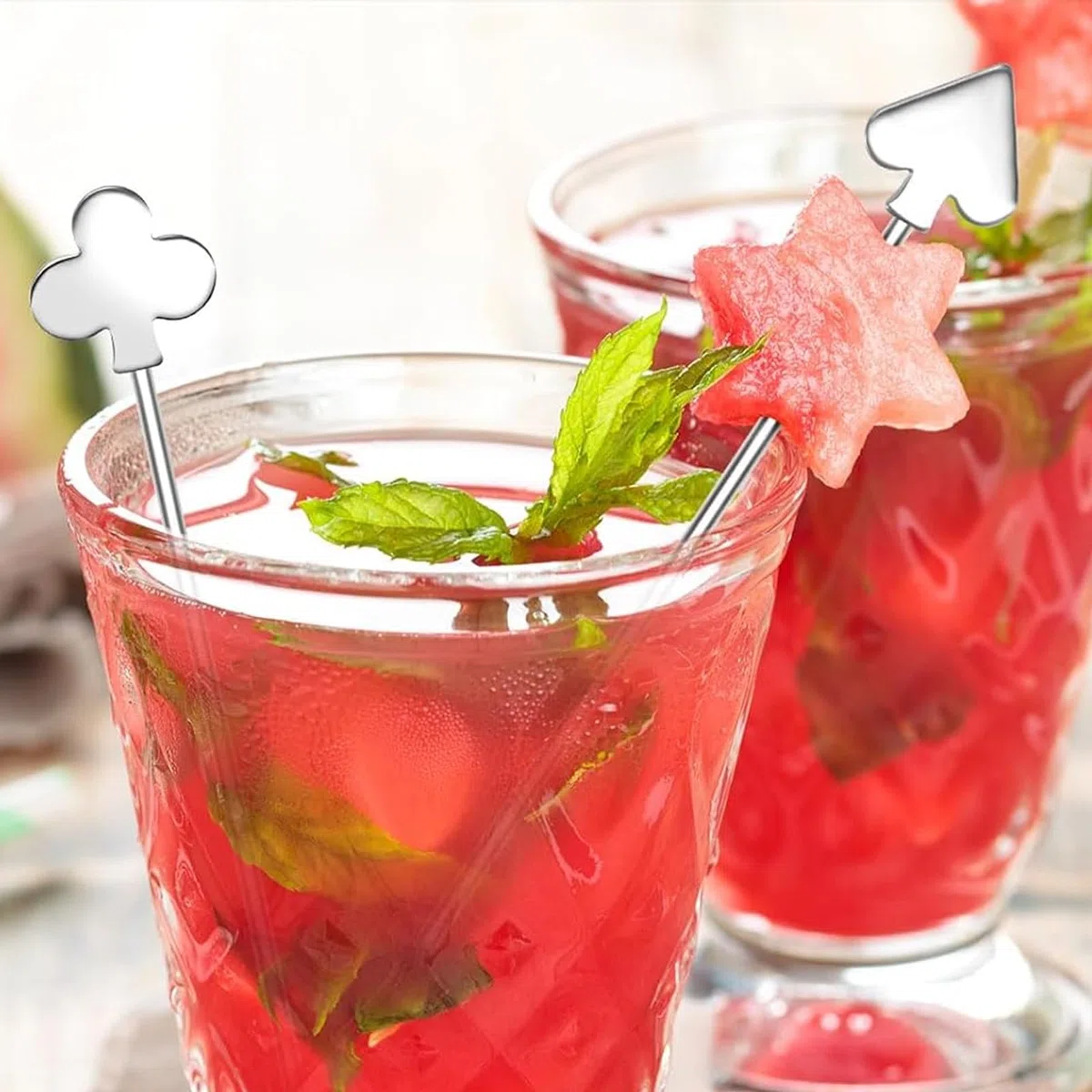 8 bellissimi bastoncini da cocktail in acciaio inox carini spiedini da cocktail alla moda in metallo spiedini per Martini per cocktail party, snack barbecue
