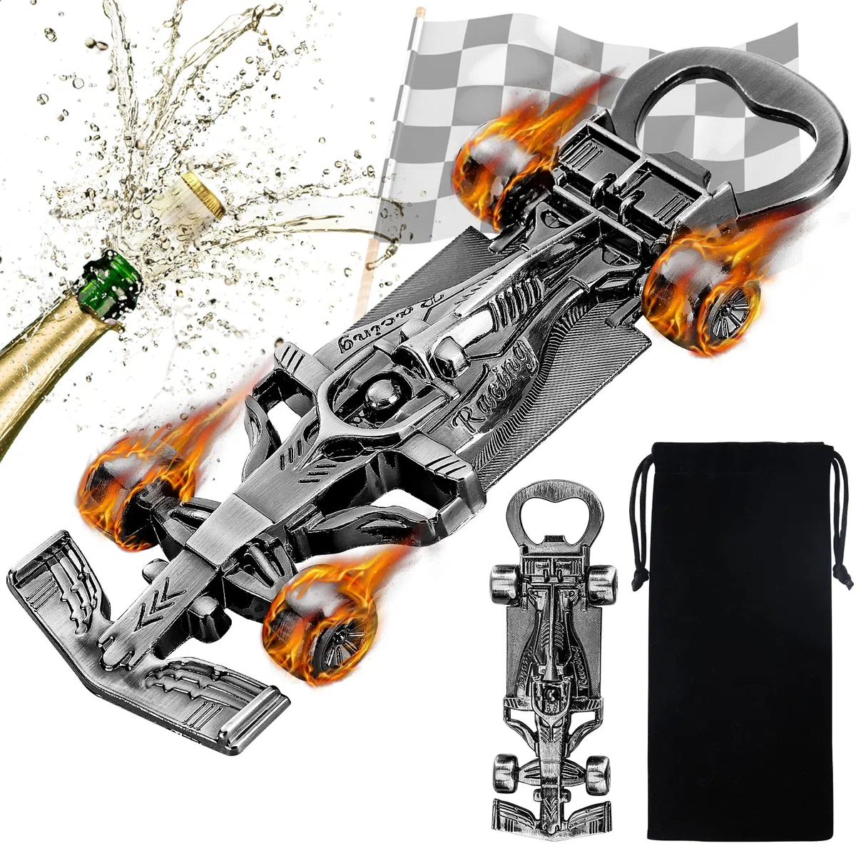 LKKCHER Apribottiglie per auto da corsa, regalo di birra unico per uomini, nuovo apribottiglie per auto, regalo di compleanno per lui, papà, marito, nonno, amico