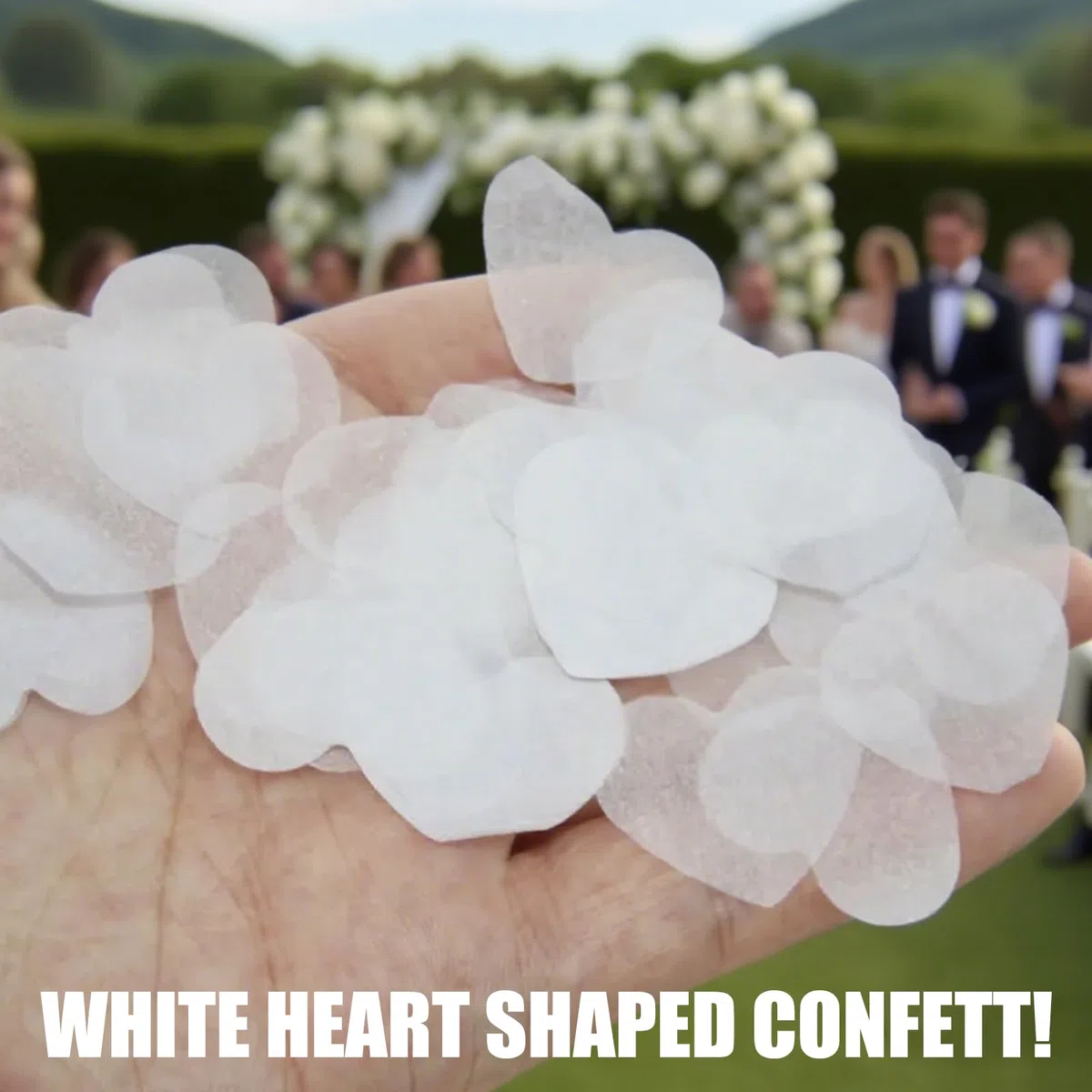 18000pcs 150g 2.5cm coriandoli biodegradabili a forma di cuore ，per Matrimoni e Promesse decorazioni e celebrazioni，Bianchi