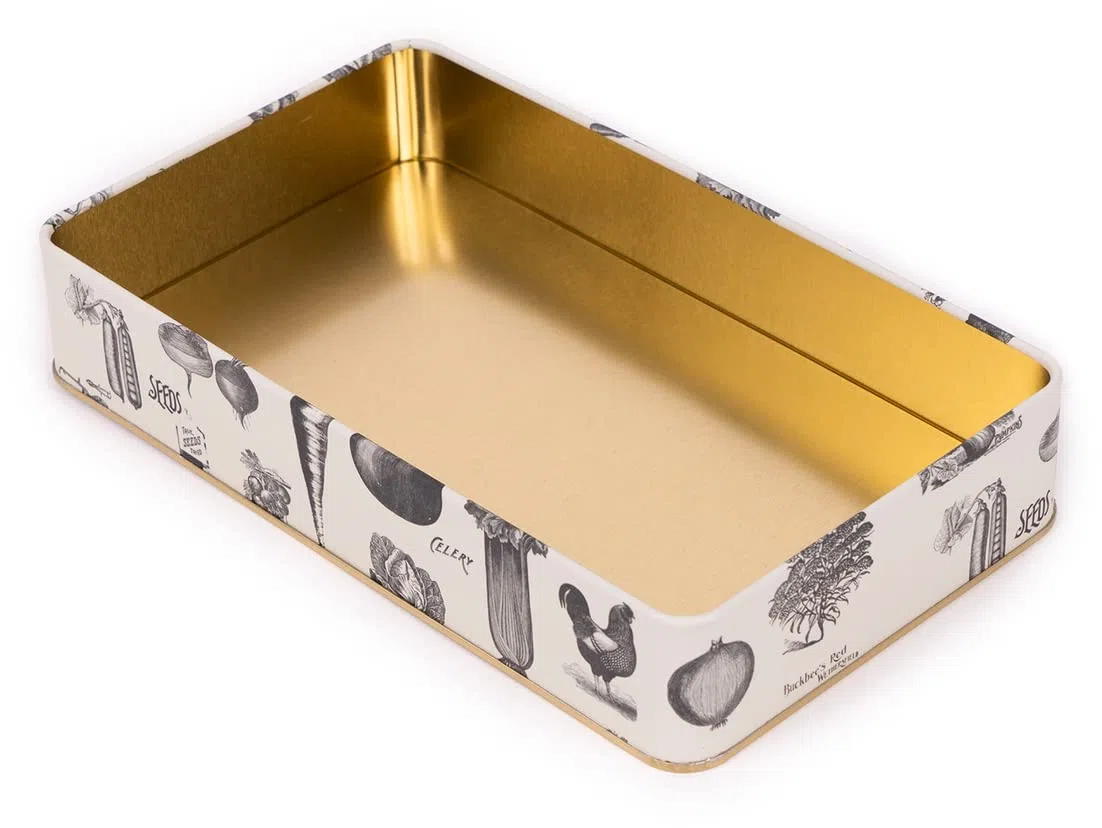 NOTIQUE Scatola di latta in metallo con coperchio, stile nostalgico, scatola per biscotti, contenitore per piccoli oggetti, collezione Herbarium (Retro)