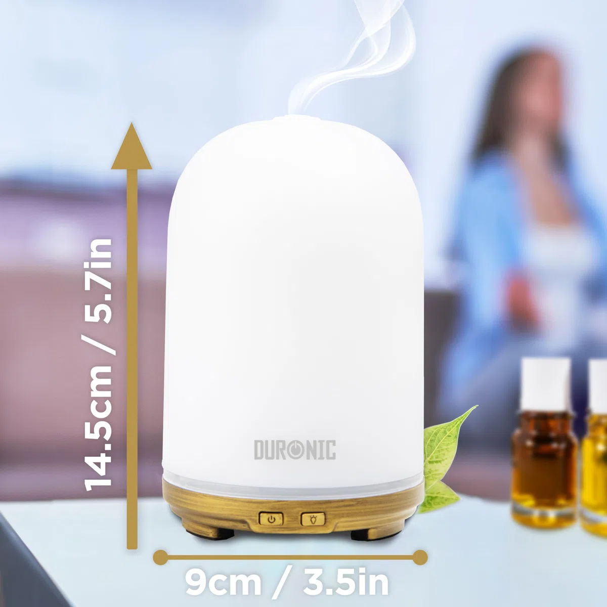 Duronic AD11 Diffusore di Oli Essenziali Diffusore aromatico 100ml Aromaterapia con Luce per Oli Essenziali Senza BPA Vaporizzatore aromaterapico