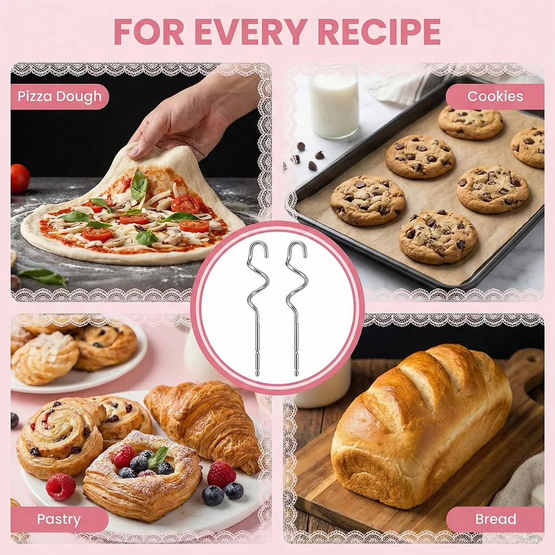 2 Pezzi Fruste di Ricambio per Sbattitore a Mano, Compatibili BLACK & DECKER, Accessori in Acciaio Inossidabile per Pasticceria & Cucina