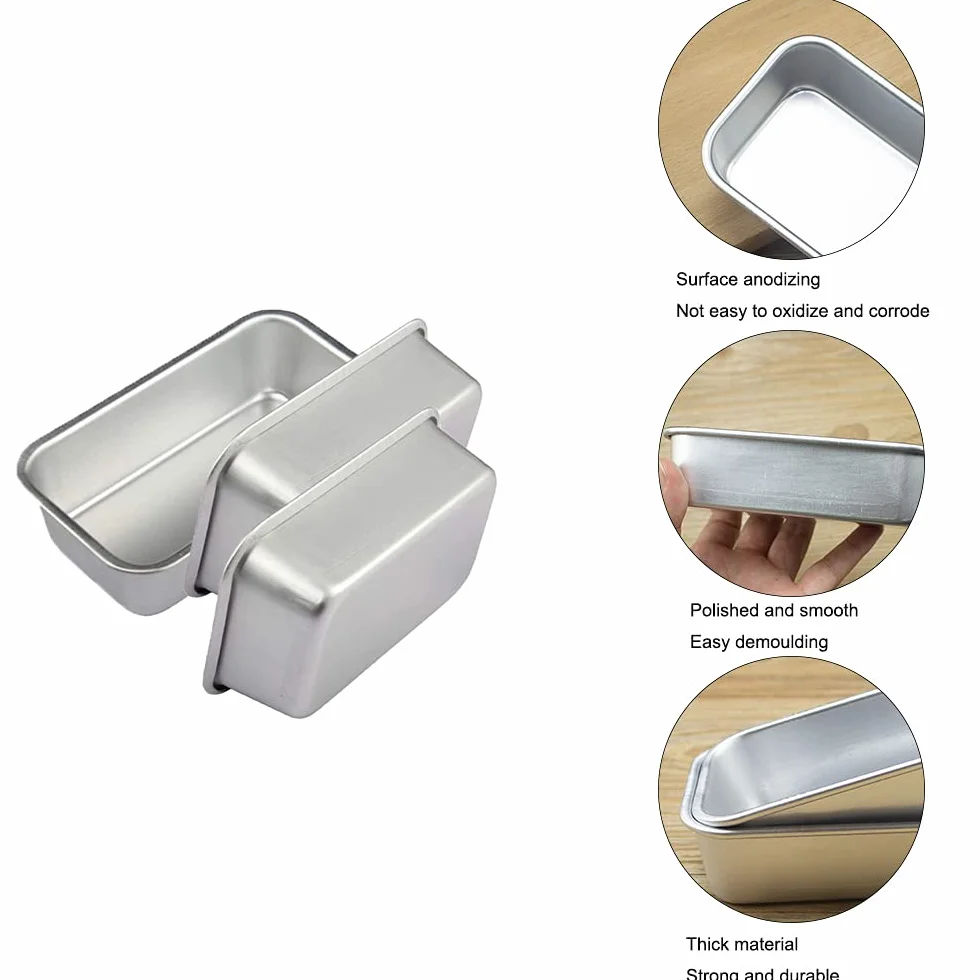 3 Pezzi Stampo per Toast, Stampo in Rettangolare, Teglie per Pane, Antiaderente, Non Tossico, Lavabile in Lavastoviglie, Facile da Pulire, Lega di Alluminio, per Pane, Torte (13,5 x 7,8 x 3,6 cm)