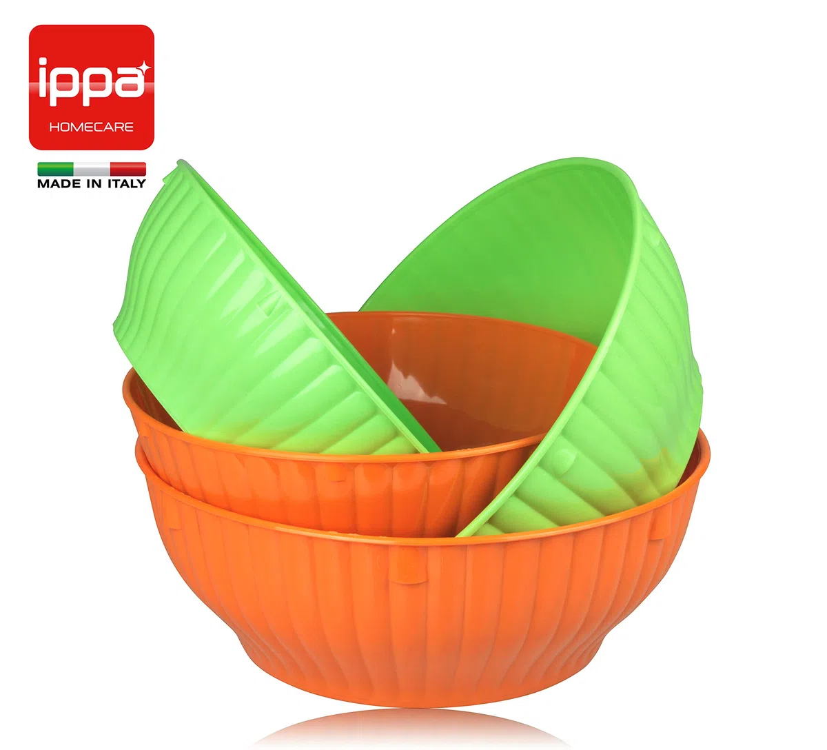 Set 4 Insalatiere in Plastica Modello Trento. Made in Italy. Perfette in Cucina e Campeggio.