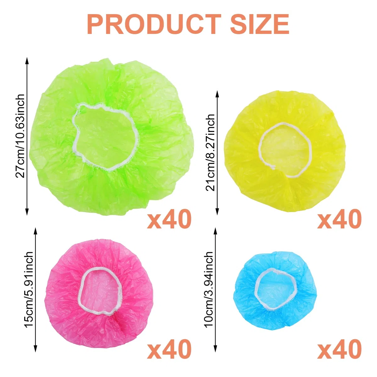 Set di 160 sacchetti elastici salvafreschezza, quattro misure, impermeabili, con elastico, riutilizzabili, per verdure, colorati
