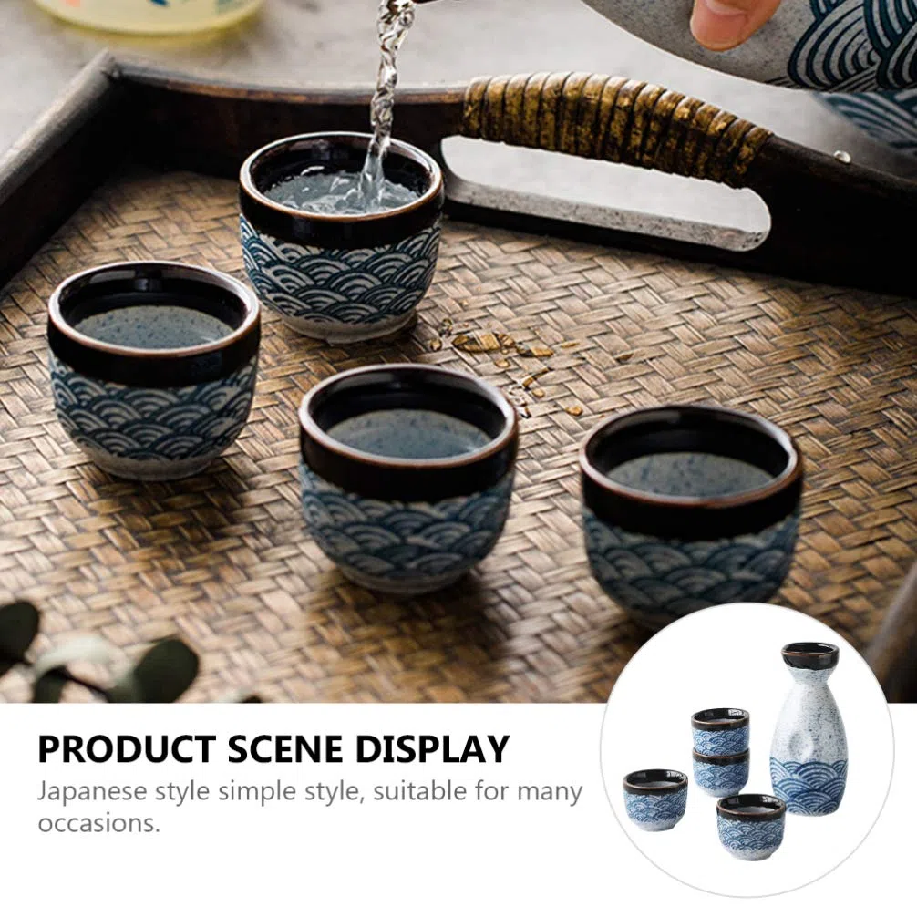 Housoutil Giapponese Sake Cup 4 Pz 20 Ml Sake Ticks+ 1 PZ 180 Ml Sake Pot Set Bicchieri da Vino in Ceramica