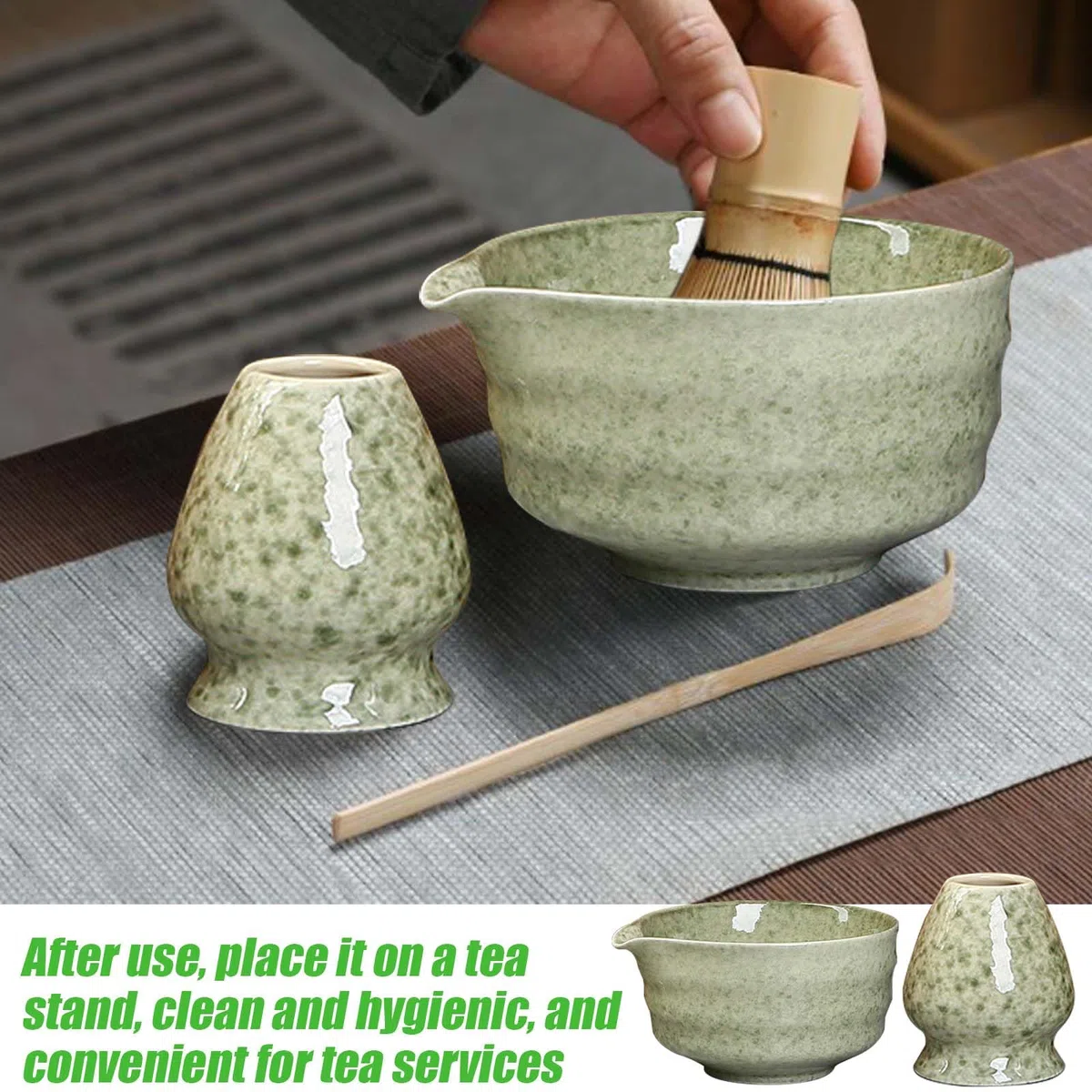 Matcha Set da tè Matcha, Matcha, Mescolatore Matcha, Frusta Matcha, Ciotola Matcha in ceramica, Ciotola Matcha con beccuccio, supporto per agitatore e cucchiaio di bambù, accessori Matcha Set regalo