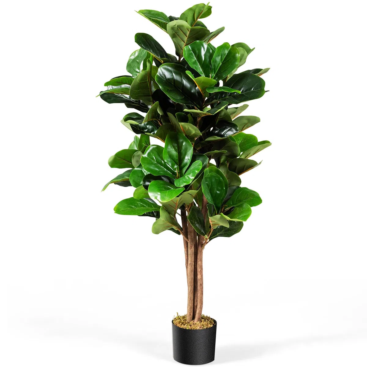 COSTWAY Ficus Lyrata Artificiale da 1,2 Metri, Pianta Finta con Foglie Realistiche in PEVA, Pianta Artificiale da Interno ed Esterno con Vaso in PP, Ideale per Casa e Ufficio