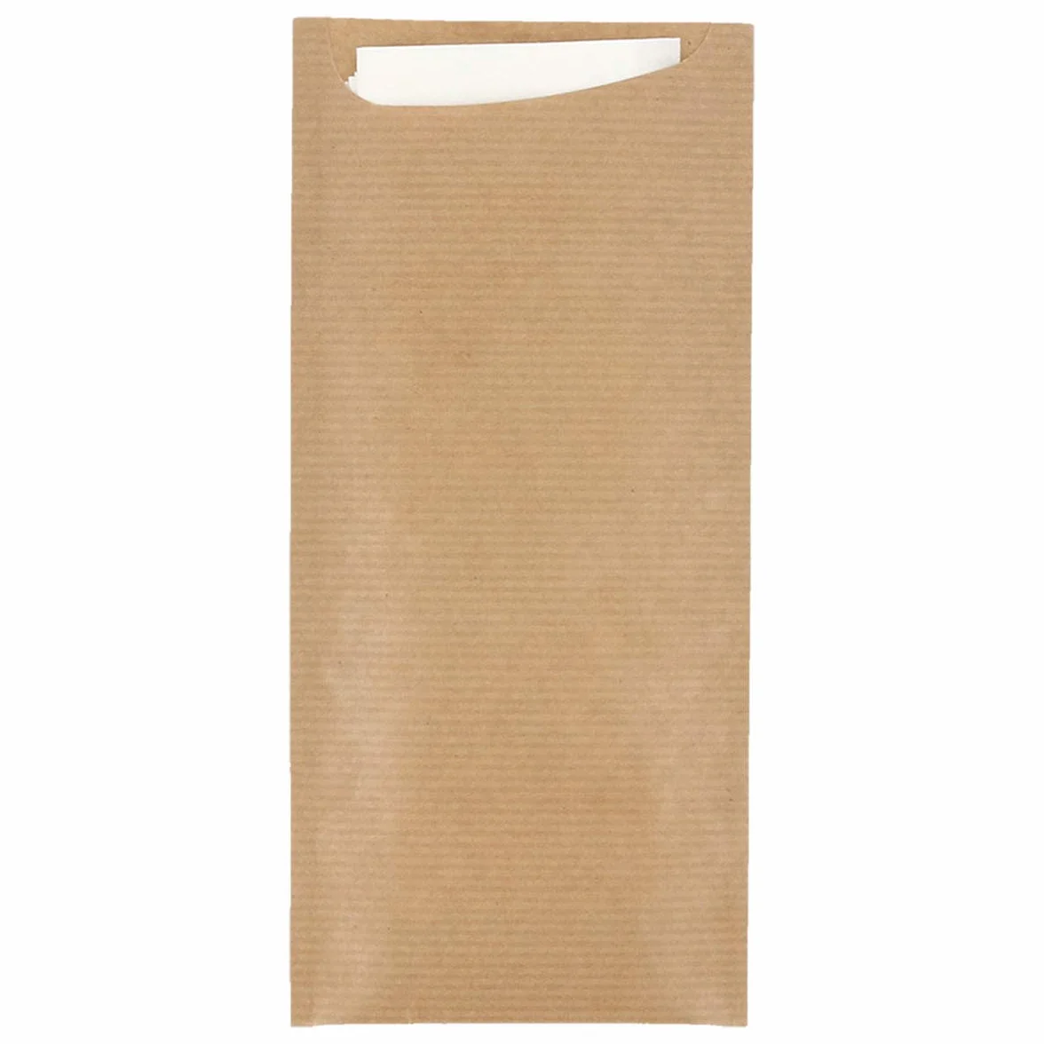 García de Pou 223.19 - Buste Portaposate + Tovagliolo Bianco 'Just In Time' 80+10Pe G/M2 8,5X19,5 Cm Naturale Kraft A Costine - 250 unità