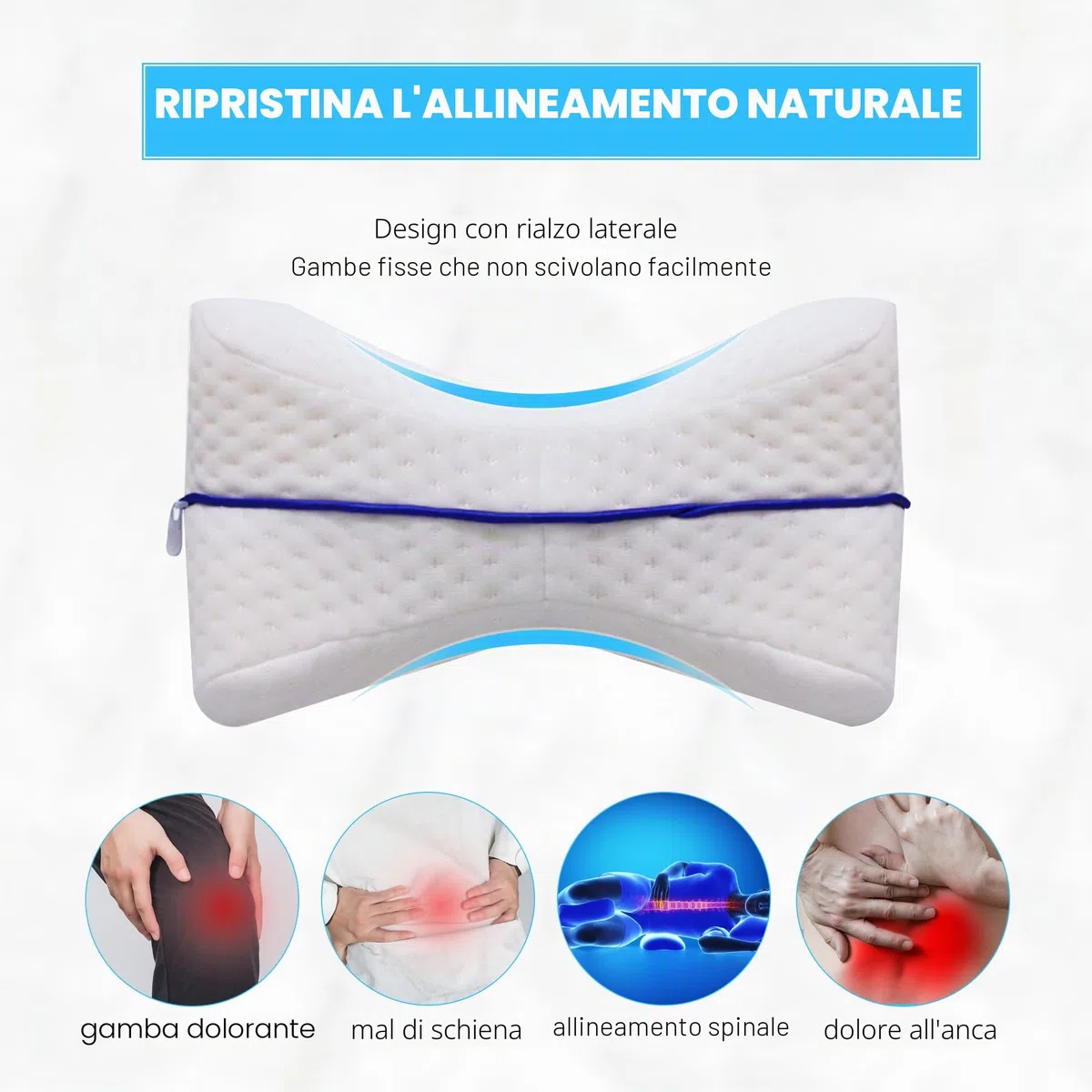 JAADU Cuscino Ortopedico Gambe, Cuscino per Ginocchia con Schiuma Memory Foam, Design a Cuore Doppia Faccia, per Dormire sul Fianco, Allevia Sciatica e Dolori alle Gambe