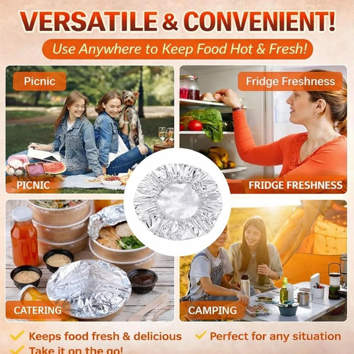 Coperture in alluminio – Coperchio elastico riutilizzabile | coperchi per ciotole resistenti al calore, per cucina, ristorante, piastre, ciotole, pentole