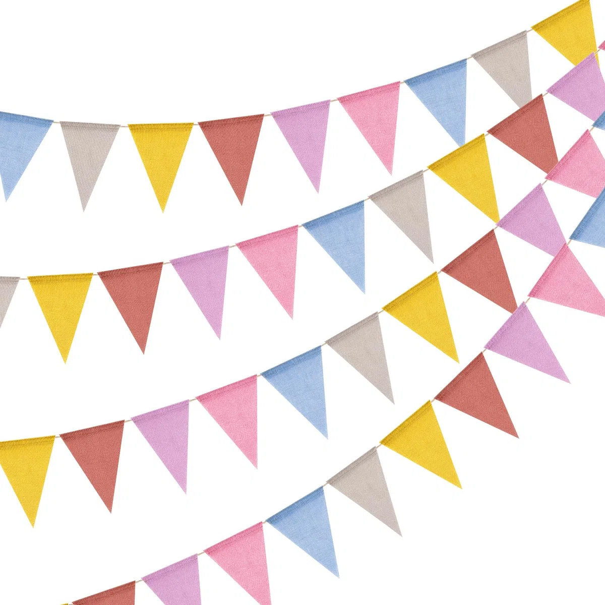jijAcraft Ghirlanda di bandierine per esterni, colori pastello, 12 m, resistente alle intemperie, riutilizzabile, ghirlanda decorativa per feste, con 36 bandierine per giardino, campeggio, compleanno