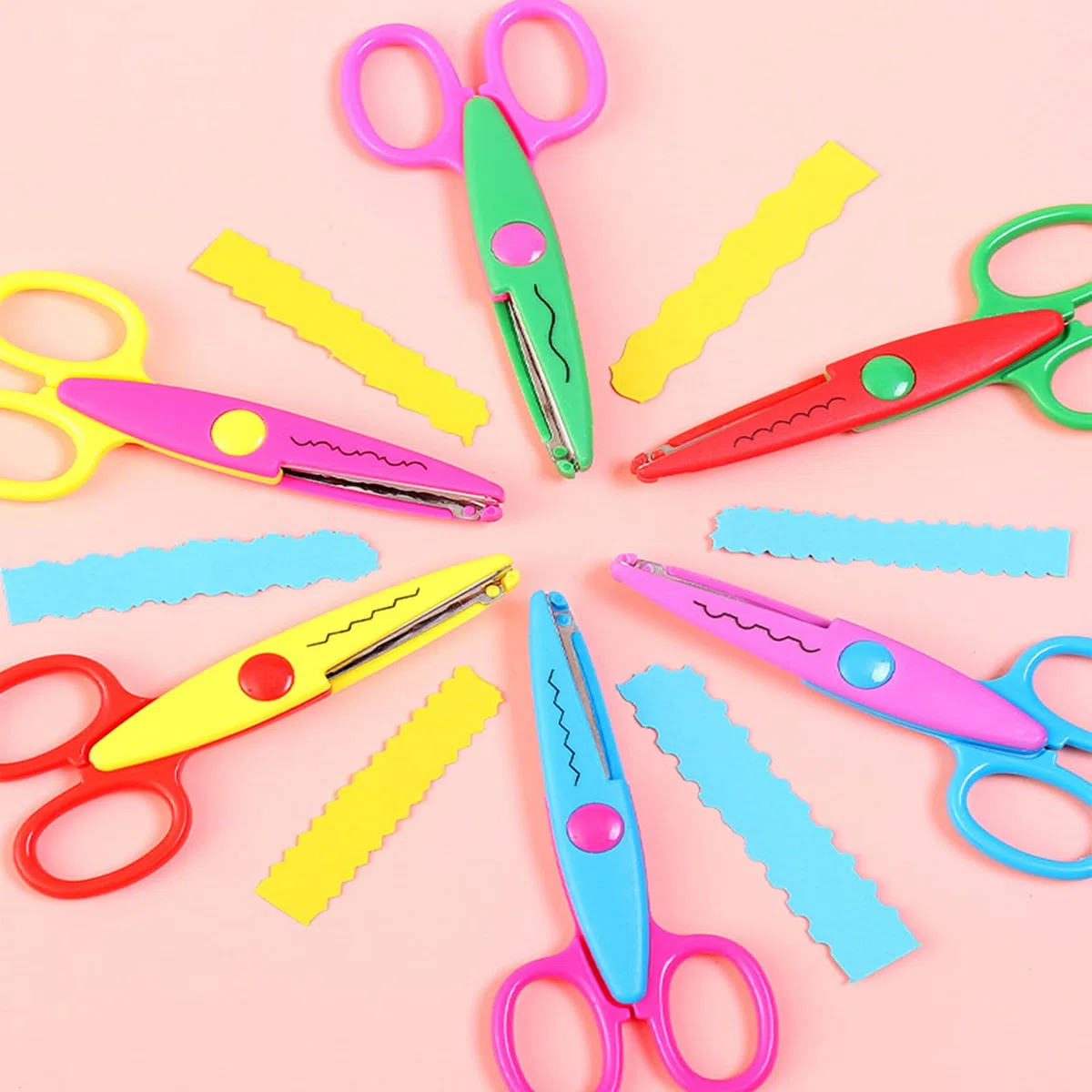 Forbici Artigianali per Bambini Set 6 Pezzi Seghettate con Punzonatrice per Carta