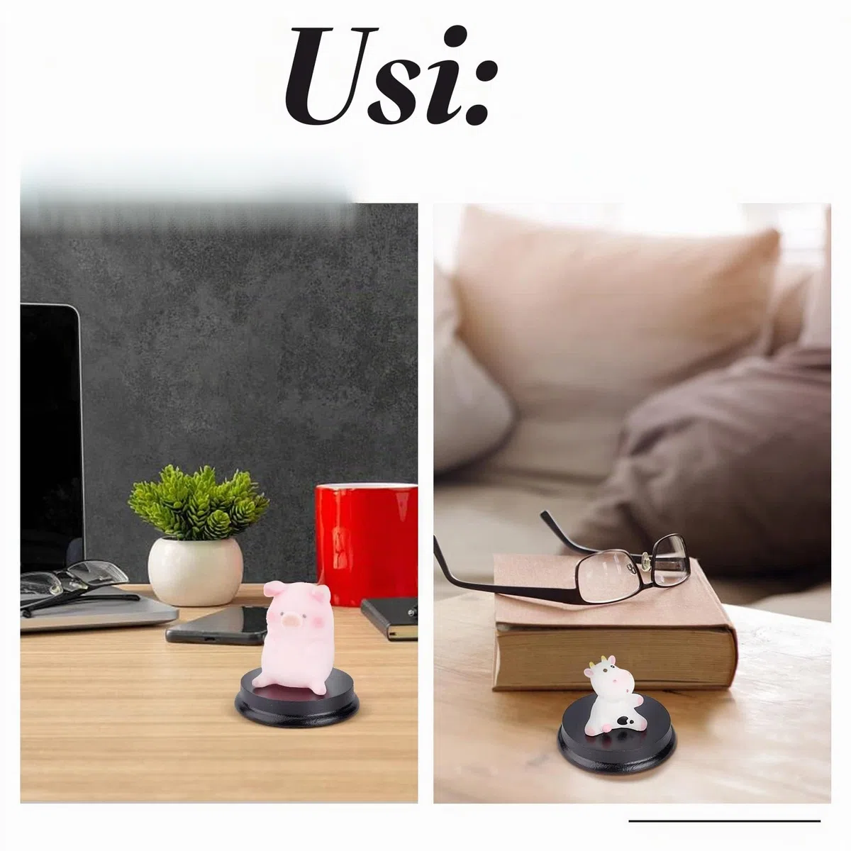 FINGERINSPIRE Set di 4 basi rotonde in legno (6,4 x 1,2 cm), superficie laccata nera, base piatta in legno per bambole, argille o ceramiche, supporto per fotografia
