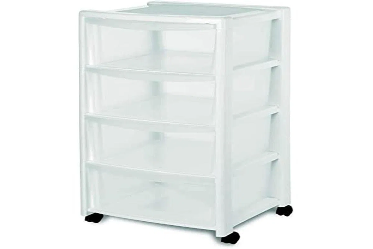Stefanplast Cassettiera Libera 4 Cassetti Bca, 40 x 40 x 80 cm, Bianco Opaco