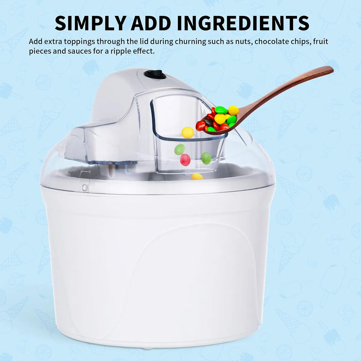 Vpcok Direct - Macchina per fare il gelato 1,5L Sorbetto e Yogurt Congela in 30 minuti