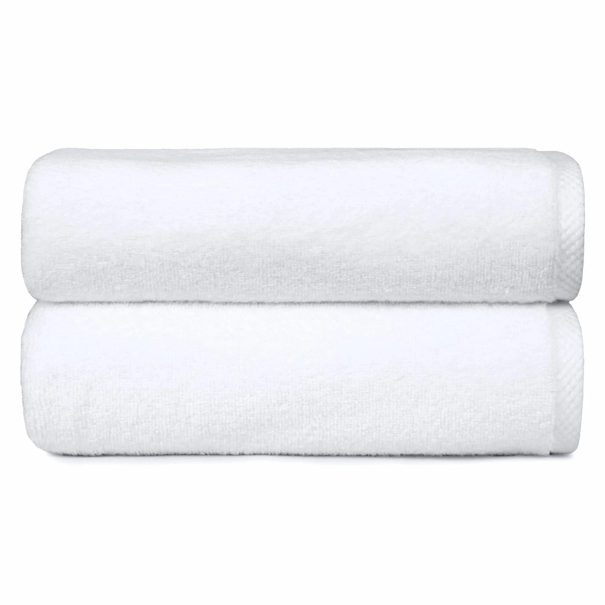 Amazon Basics Set Asciugamani Bagno Spugna 100% Cotone Telo Doccia 70x140 cm, Bianco, Confezione 2 Pezzi