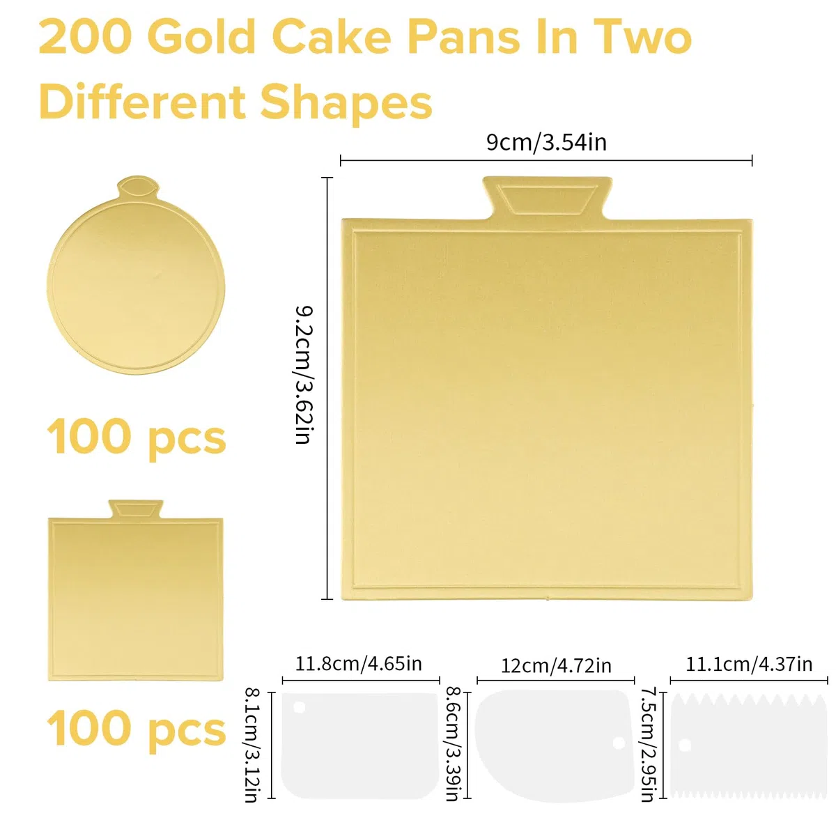200 Pezzi Tavola per Mini Torte alla Mousse, 9cm Mini d'oro Cake Bases Mousse,Boards Carta Dessert Display,Vassoio Mousse Cake Boards,Cake Boards Rotondo Vassoi in Cartone per Compleanno,Vacanza,Festa