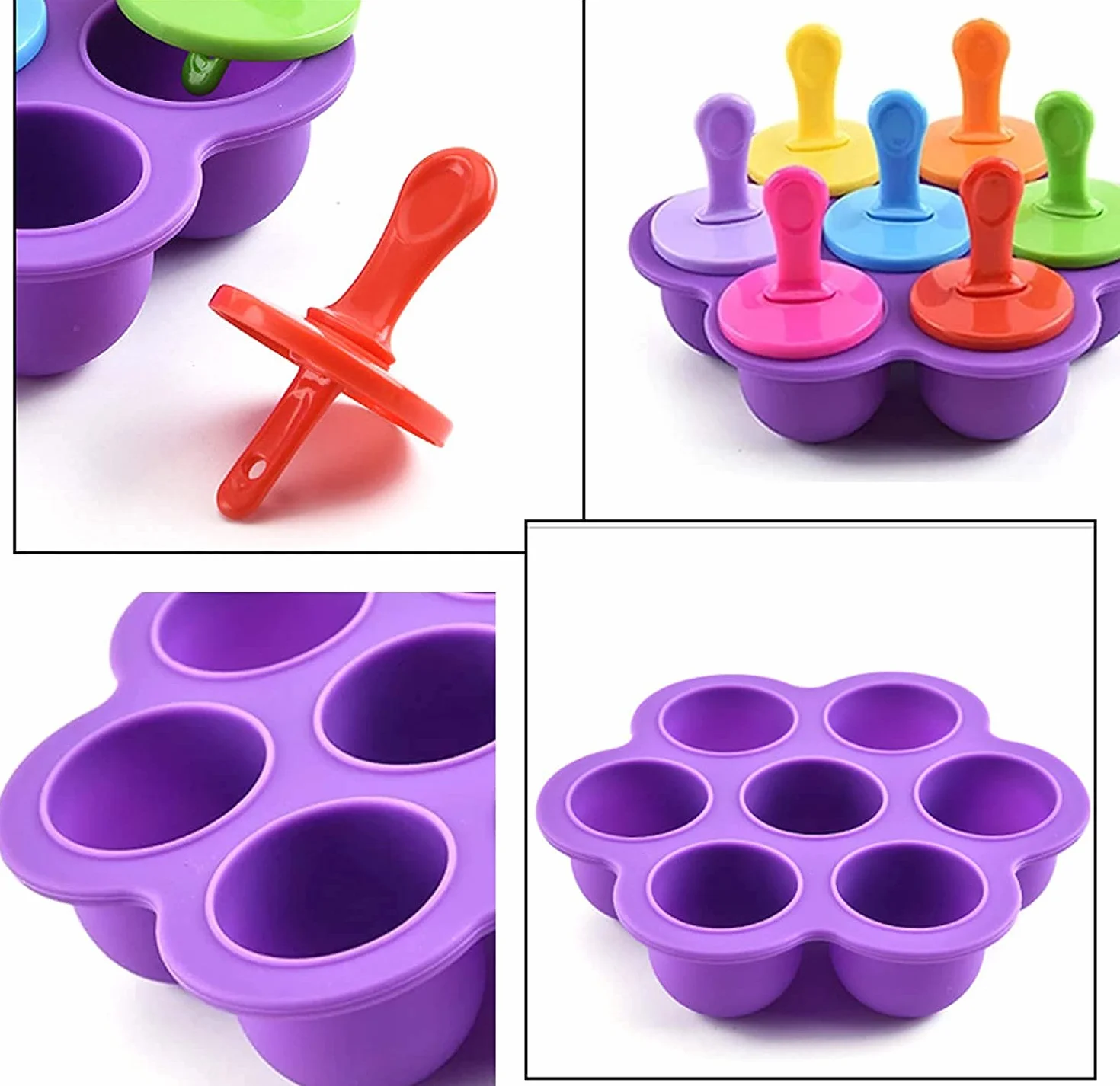 Stampo in silicone per gelato, 2 stampi per gelato in silicone, mini stampi per gelato, stampi per gelato (Blu-viola)