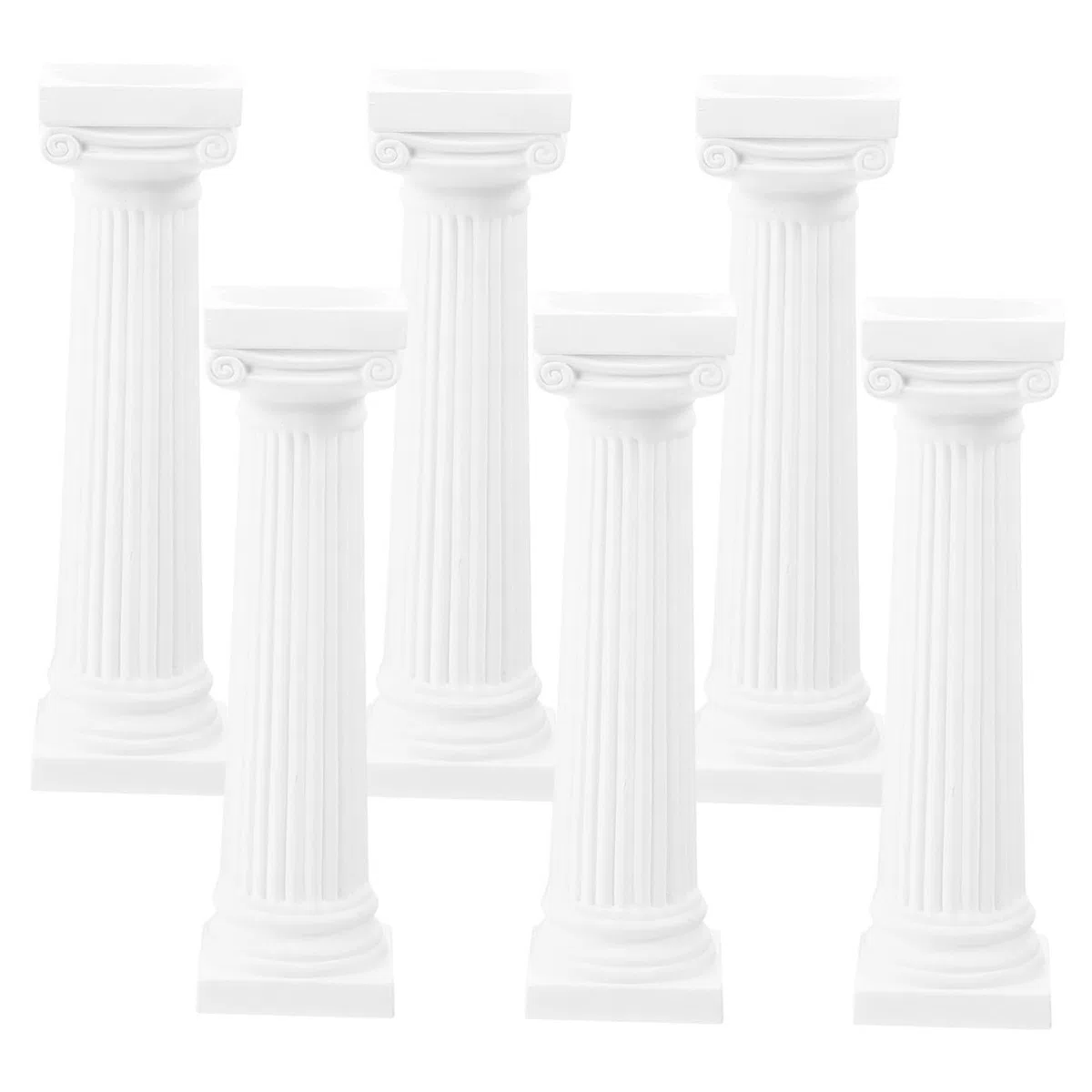 Colonne Romane Decorative Mini 4,5” in Resina Bianca, Sculture Per Decorazioni Casa, Matrimoni e Allestimenti Fotografici, Set Da 6 Pezzi