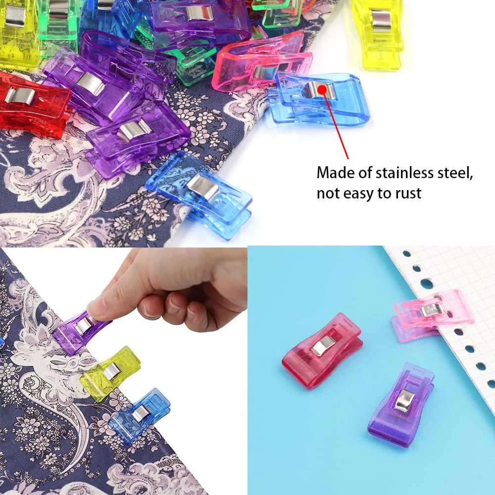 UMCHU 56 Pezzi Clip per Cucire Multifunzionali,Clip per Cucire,Clip per ascia,Clip per Cucire Morsetti per Cucito,per tessuto, rilegatura e lavori artigianali(7 colori)