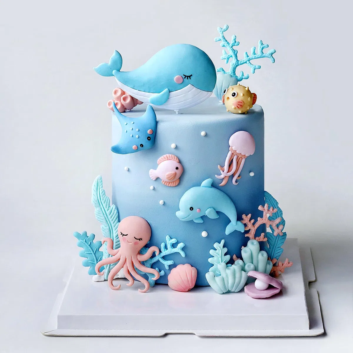 Underwater World Cake Topper, Toppers per Torta Animali Marini con Balena, Delfino, Medusa, Polpo, Decorazione per Torta a Tema Oceano per Bambini, Decorazioni per Cupcake Fondale Marino