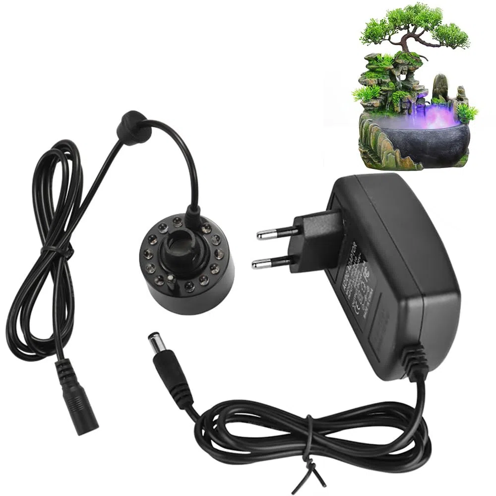 Nebulizzatore a ultrasuoni, mini macchina per nebbia con 12 luci LED, 24 V, generatore di lettiera per acquario, atomizzatore atmosfera, decorazione per Halloween Pumpkin, Witch Pot, Fountain