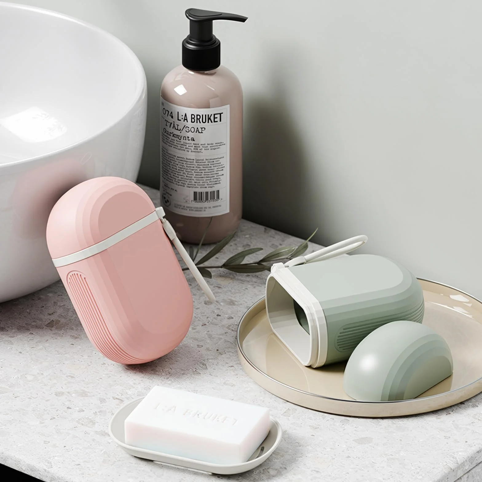 2 Pezzi Porta Sapone da Viaggio, Porta Shampoo Solido Impermeabile, Porta Saponetta Chiuso con Coperchio, Porta Cosmetici Solidi per Bagno, Palestra, Campeggio, Scuola (Bianco + Rosa)
