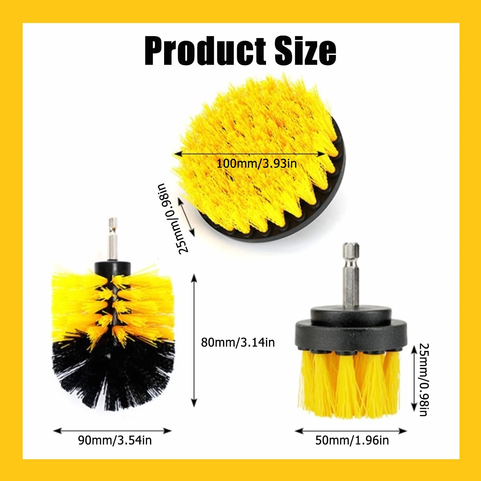 Set di 3 Spazzole per Trapano per Pulizia Universale – Spazzole Trapano in Nylon con Durezza Media, Adatte per Cucina, Auto, Bagno, Piastrelle e Ruote, Kit Pulizia Auto e Doccia