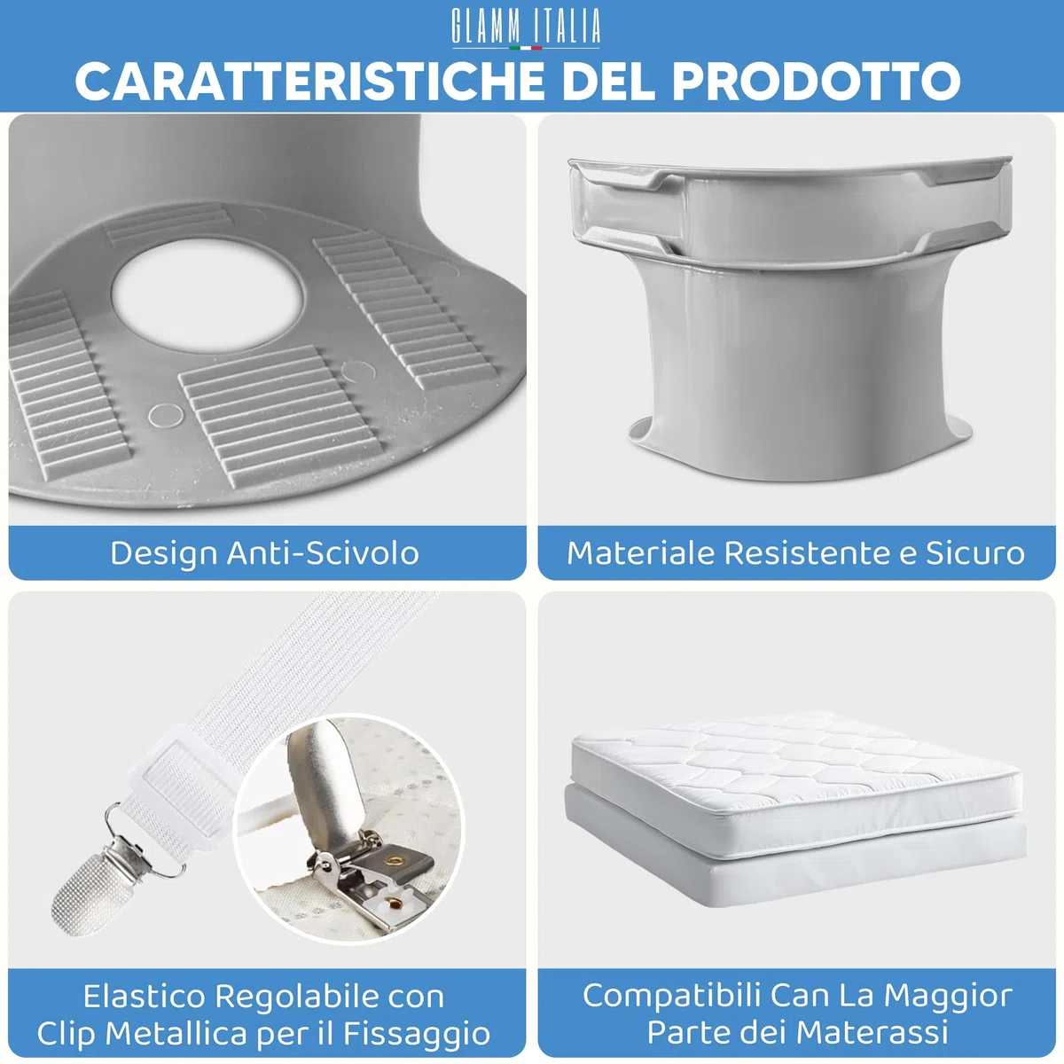 Ferma Lenzuola x Angoli, in Regalo 2 Elastici per Lenzuola – Set Completo con 4 Ferma Angoli Antiscivolo + 2 Elastici Regolabili con Clip Metalliche per Bloccare Le Lenzuola al Materasso.
