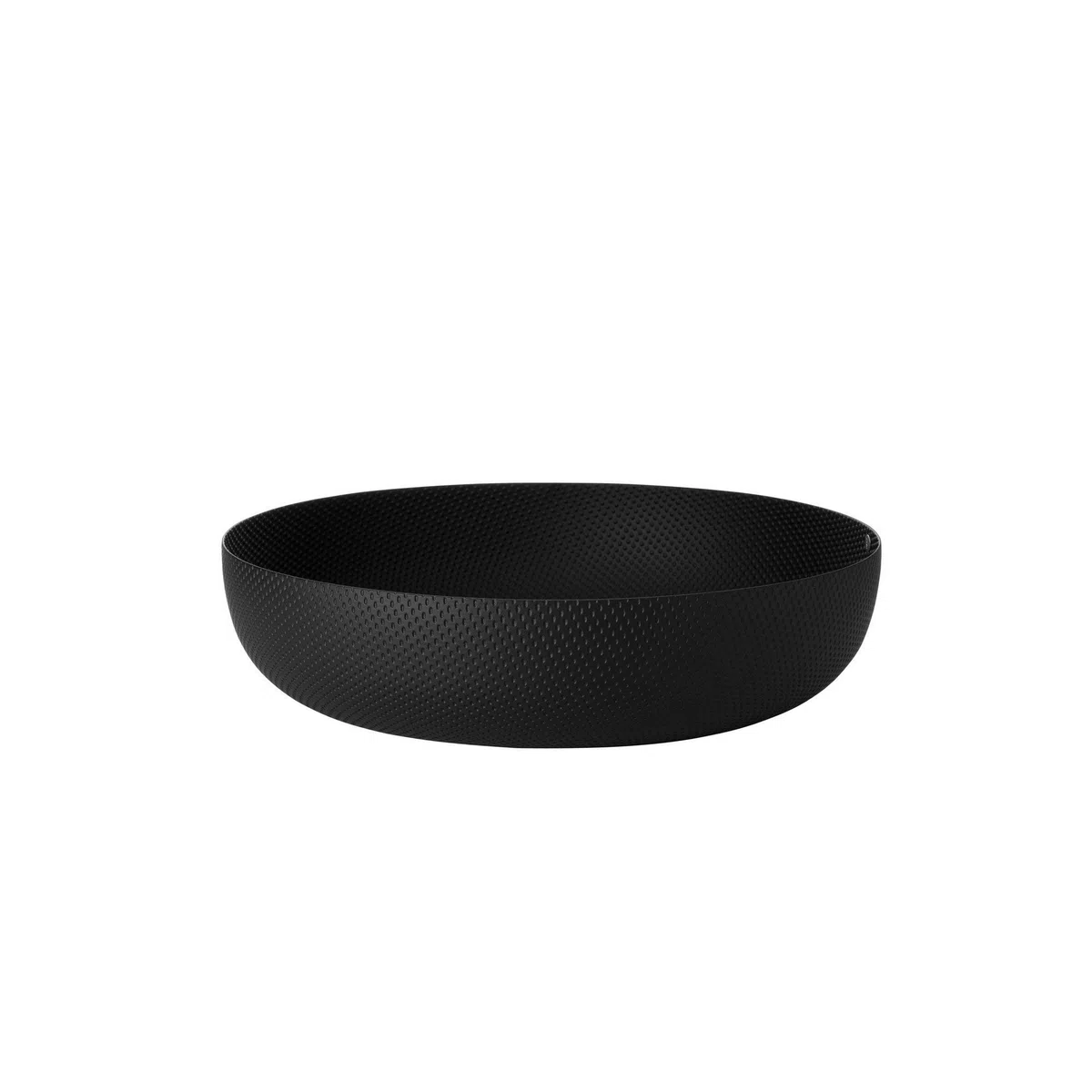 Alessi JM17/29 BT - Cestino Rotondo di Design in Acciaio Colorato con Resina Epossidica, Nero con Decoro a Rilievo
