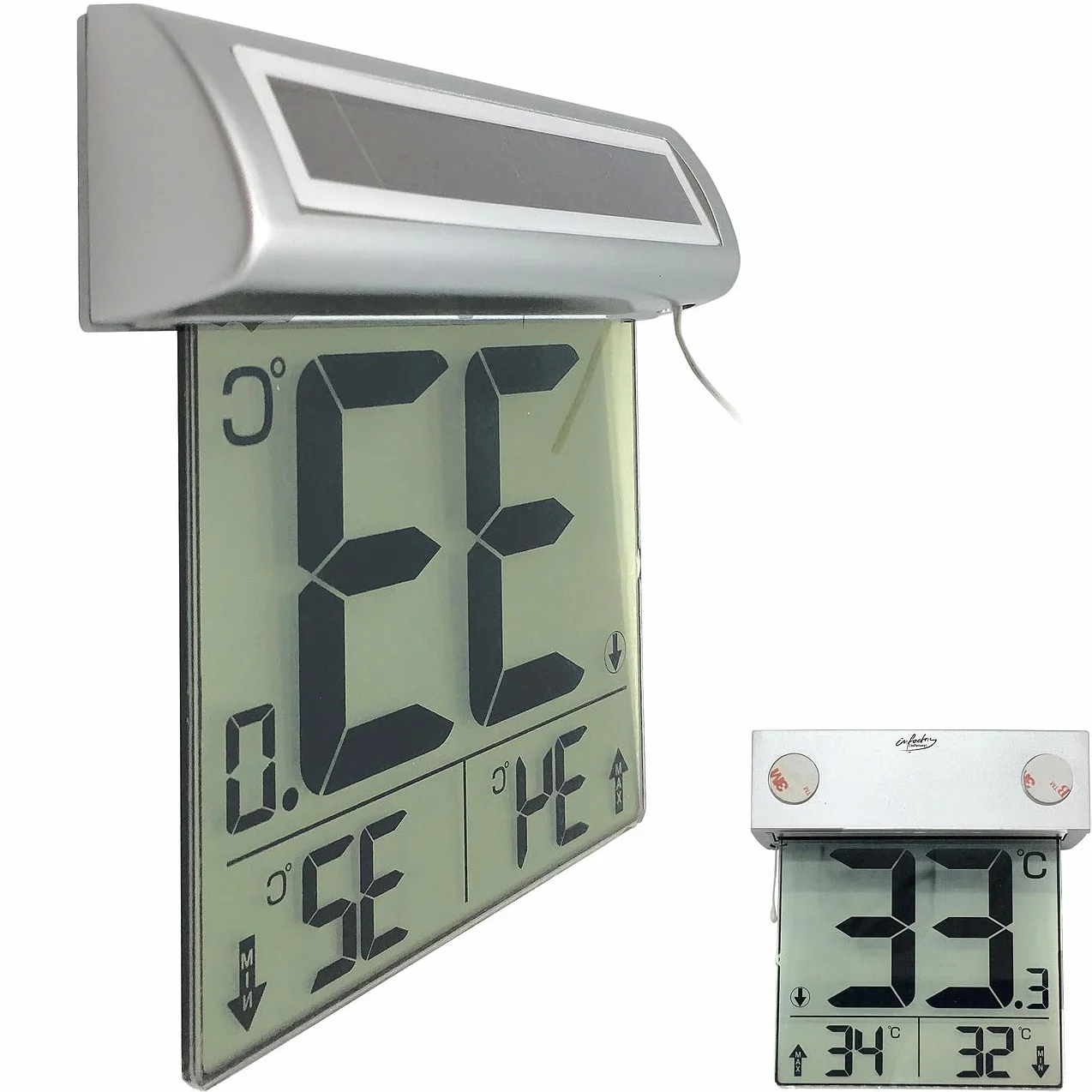 infactory termometro digitale: Termometro da finestra solare digitale, grande display LCD, indicazione della temperatura esterna (Fensterthermometer aussen, da finestra, all'aperto)