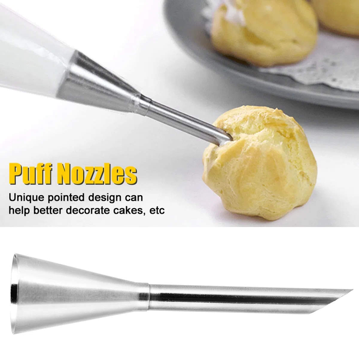 Ugello Riempitivo per Cupcake, Punta Dell'ugello per Piping per Glassa Alla Crema, Ugello Riempitivo per Crema in Acciaio Inossidabile per Ripieno di Bignè, Decorazione di Cake Topper