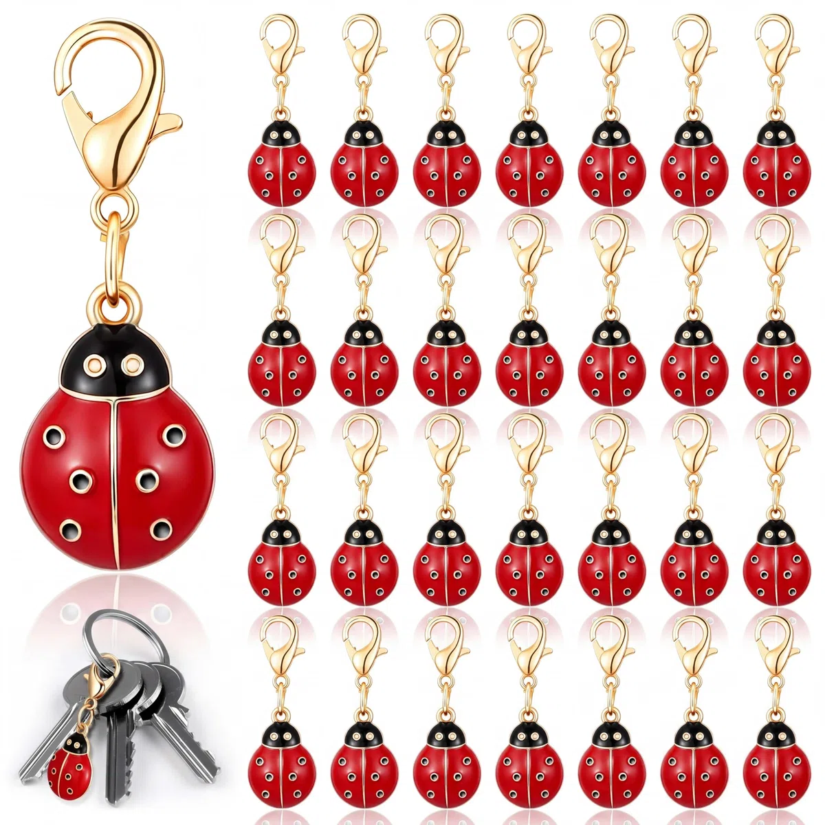 BBTO Portachiavi Coccinella Ciondolo Portafortuna Portachiavi Laurea Idee Regalo per Festa di Compleanno, Decorazione per Matrimonio Borse Bomboniere Laurea