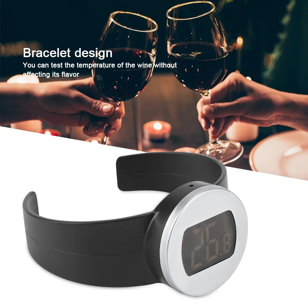 Termometro per bottiglia di vino, termometro per bottiglia di vino con bracciale a lettura istantanea con ampio display LCD