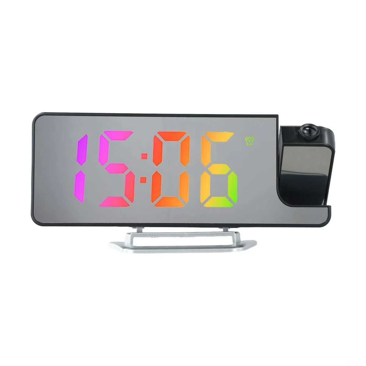 Sveglia digitale a proiezione con display multi-angolo regolabile, sensore di temperatura e grande schermo LED verde, proiettore per soffitto o parete, per camera da letto e decorazione della casa