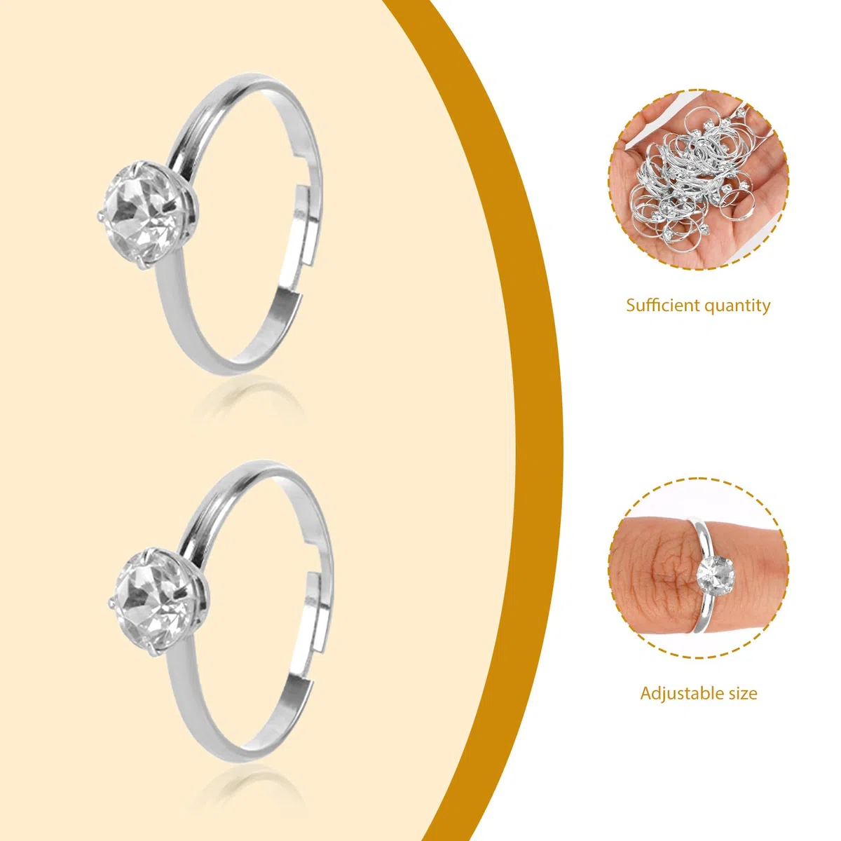 Mikovivi 80pz Anelli Diamante Bridal Shower, Anelli Fidanzamento Finti Regolabili Bomboniere per Decorazioni Tavolo Matrimonio Topper Cupcake Giochi Addio al Nubilato e Accenti Regalo (Argento)